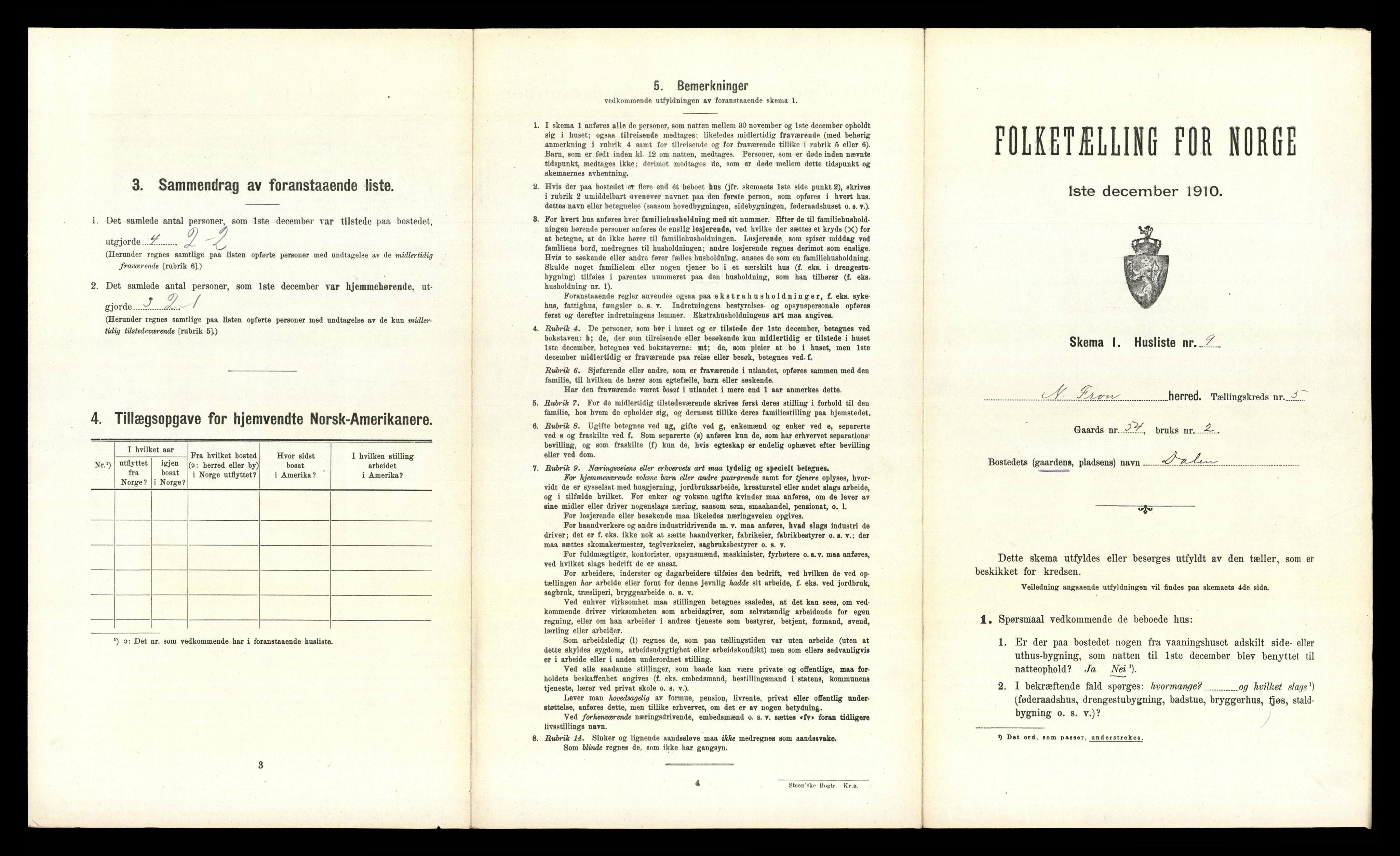 RA, Folketelling 1910 for 0518 Nord-Fron herred, 1910, s. 586