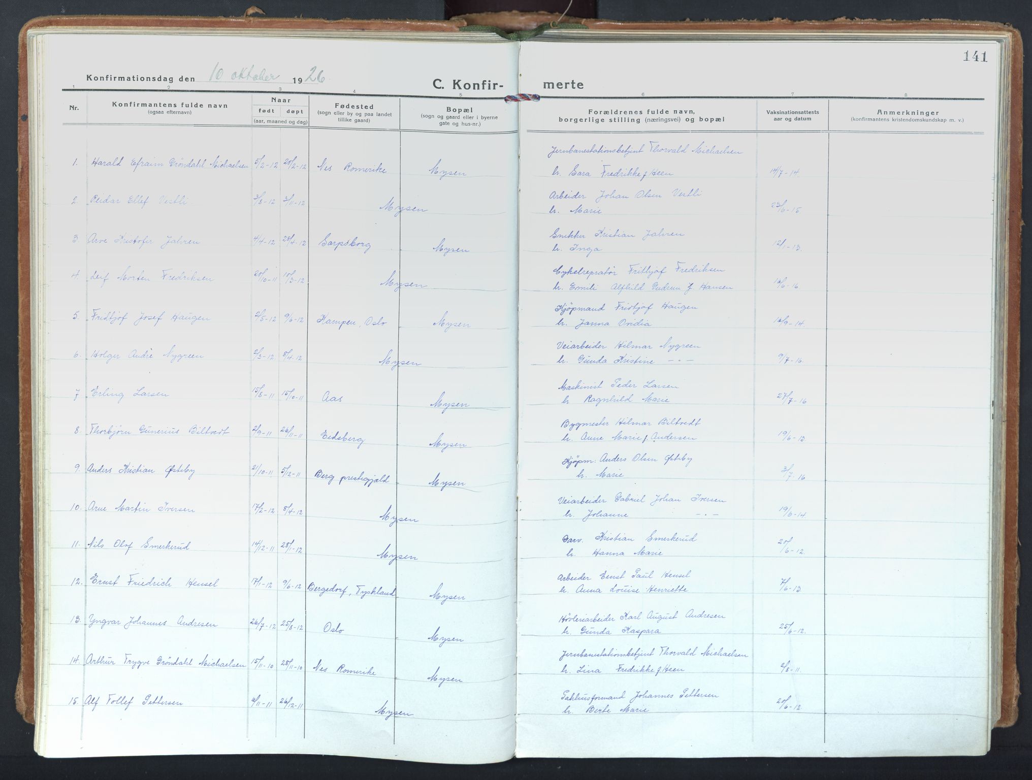 Eidsberg prestekontor Kirkebøker, SAO/A-10905/F/Fd/L0001: Ministerialbok nr. IV 1, 1921-1948, s. 141