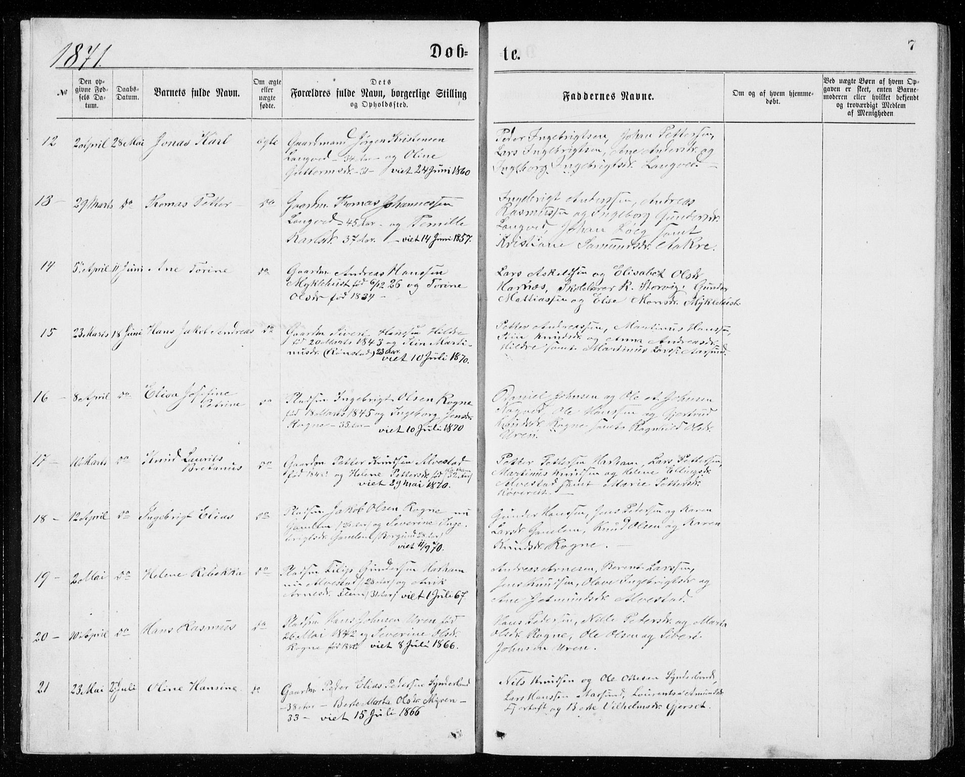 Ministerialprotokoller, klokkerbøker og fødselsregistre - Møre og Romsdal, AV/SAT-A-1454/536/L0509: Klokkerbok nr. 536C04, 1871-1881, s. 7