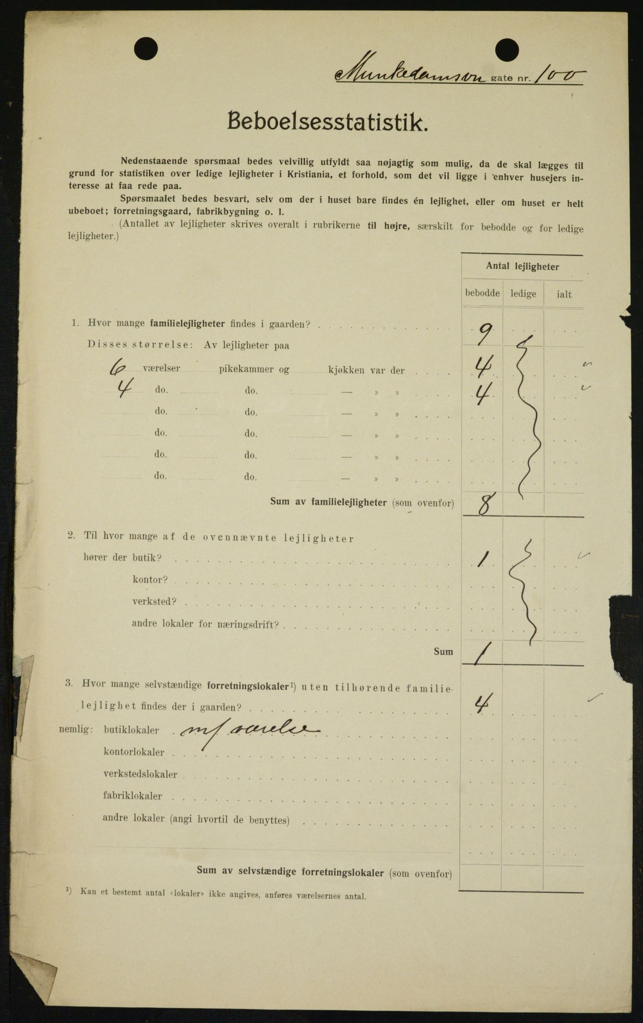 OBA, Kommunal folketelling 1.2.1909 for Kristiania kjøpstad, 1909, s. 61484