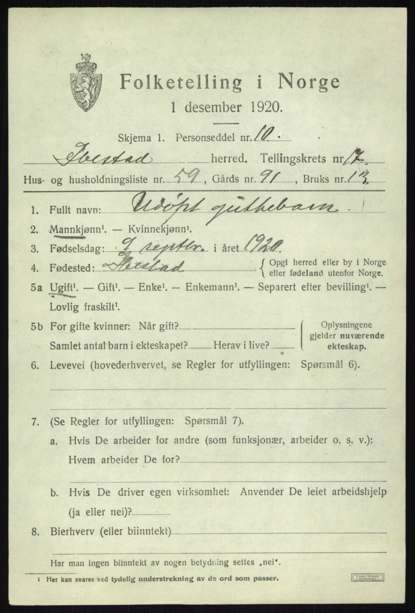 SATØ, Folketelling 1920 for 1917 Ibestad herred, 1920, s. 9500