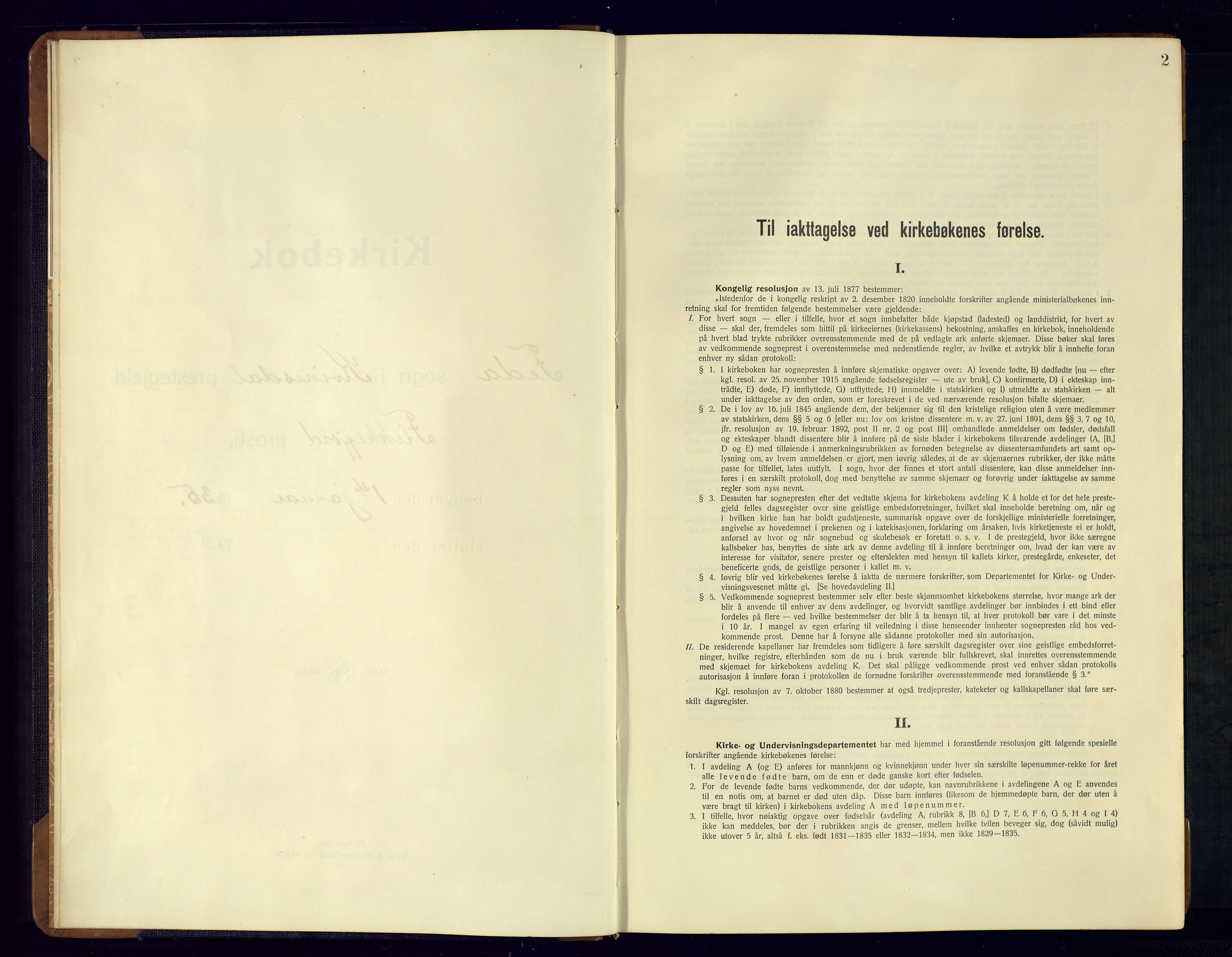 Kvinesdal sokneprestkontor, AV/SAK-1111-0026/F/Fb/Fba/L0006: Klokkerbok nr. B 6, 1935-1956, s. 2