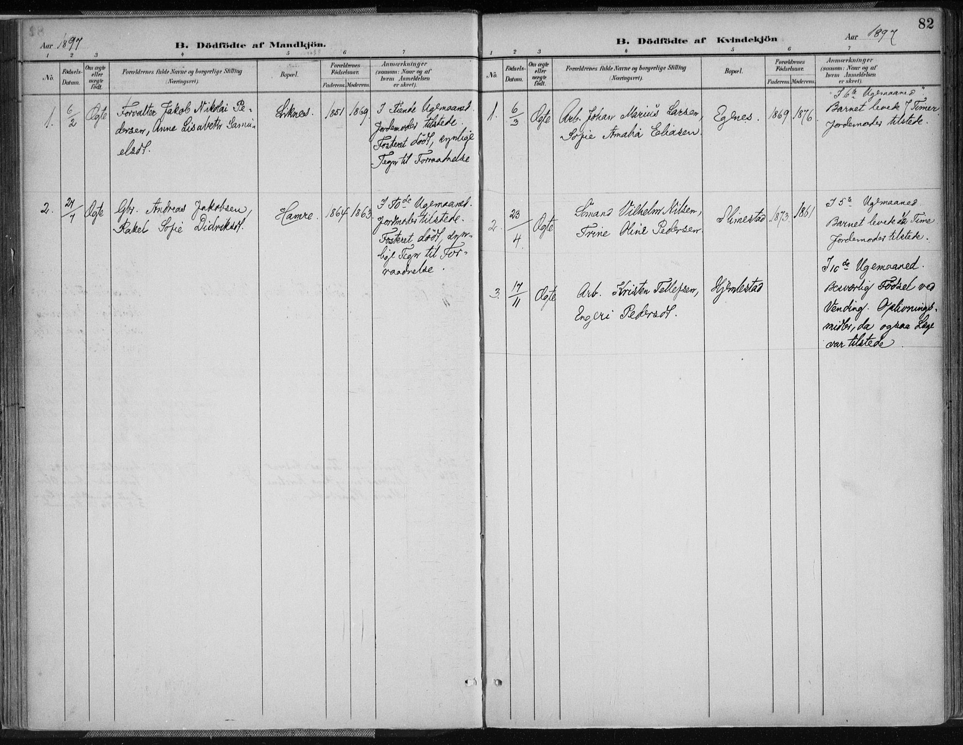 Kvinesdal sokneprestkontor, SAK/1111-0026/F/Fa/Fab/L0008: Ministerialbok nr. A 8, 1886-1897, s. 82