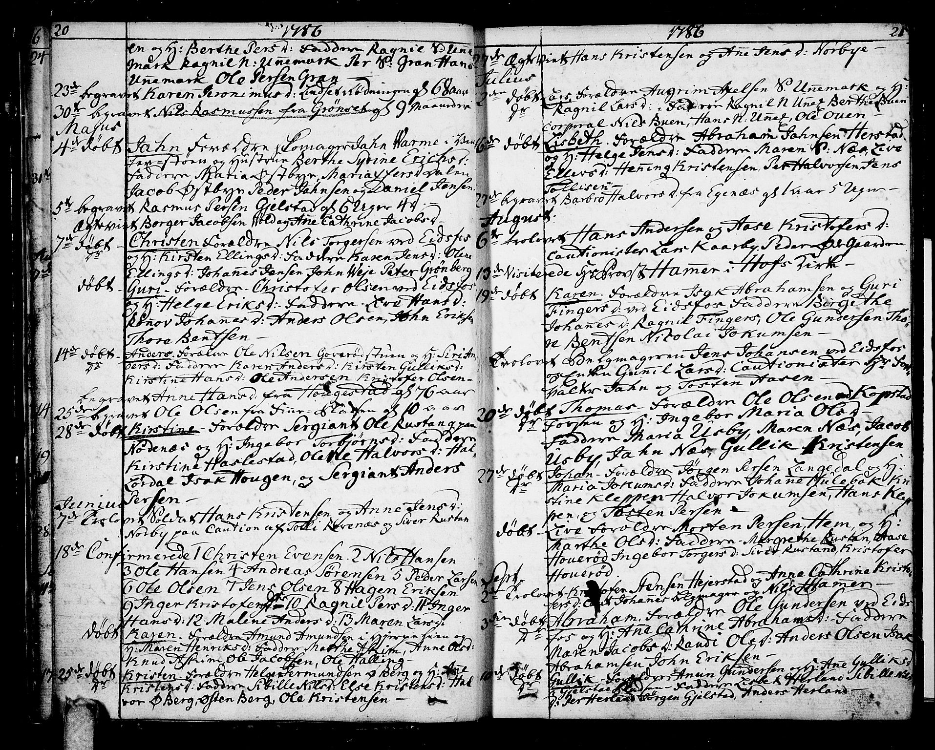 Hof kirkebøker, SAKO/A-64/F/Fa/L0003: Ministerialbok nr. I 3, 1782-1814, s. 20-21