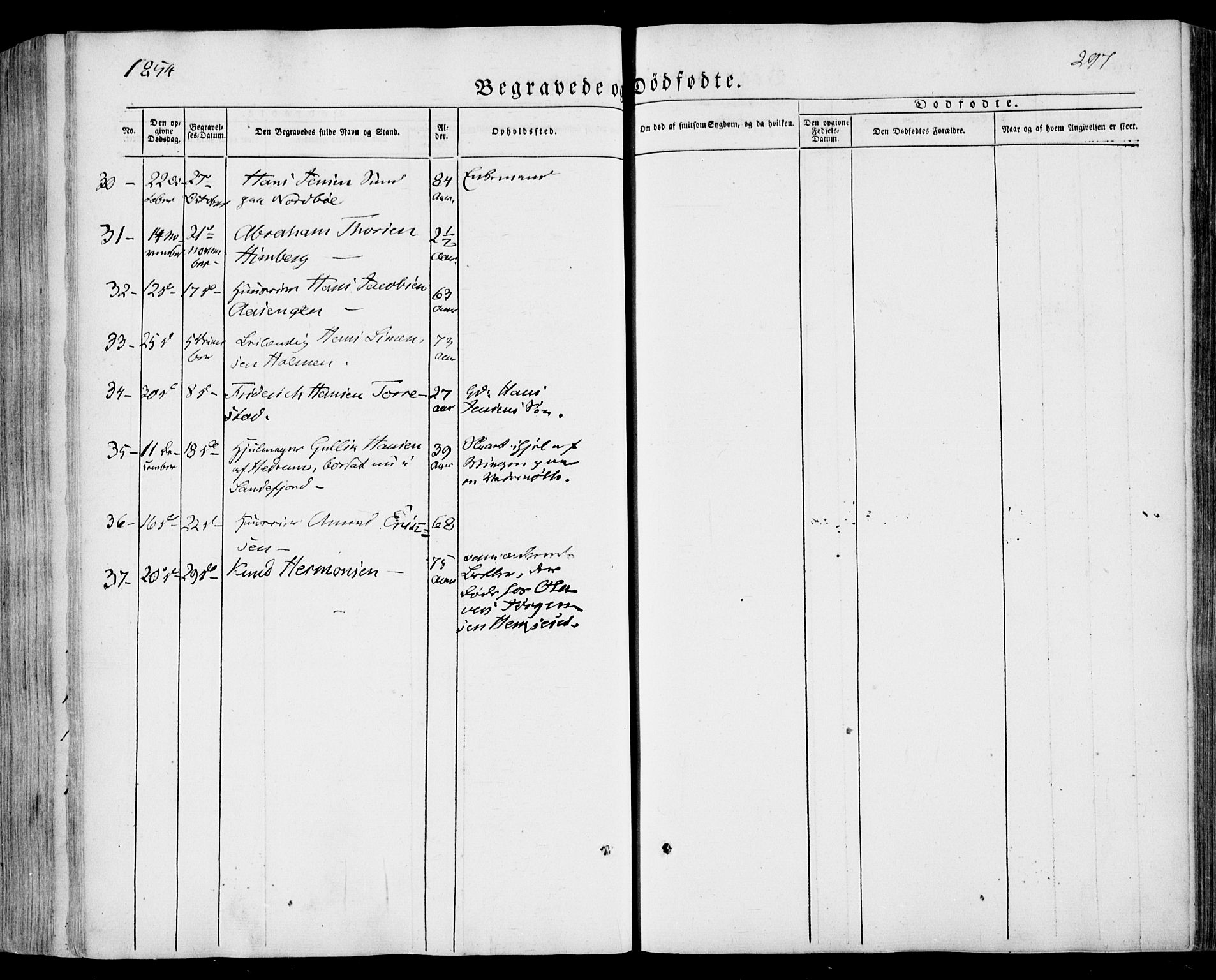 Sandar kirkebøker, AV/SAKO-A-243/F/Fa/L0006: Ministerialbok nr. 6, 1847-1860, s. 297