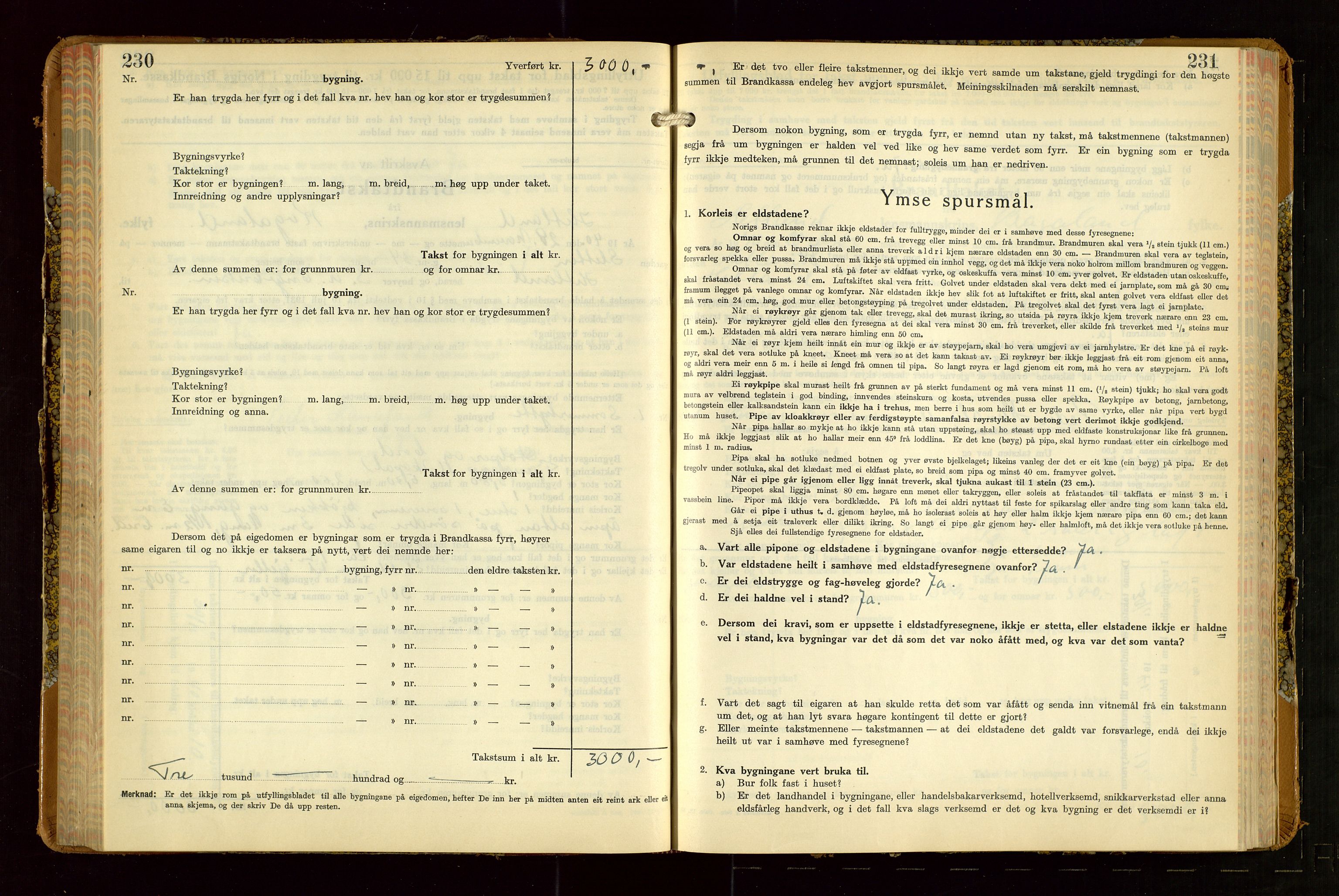 Hetland lensmannskontor, SAST/A-100101/Gob/L0007: "Brandtakstbok", 1939-1949, s. 230-231