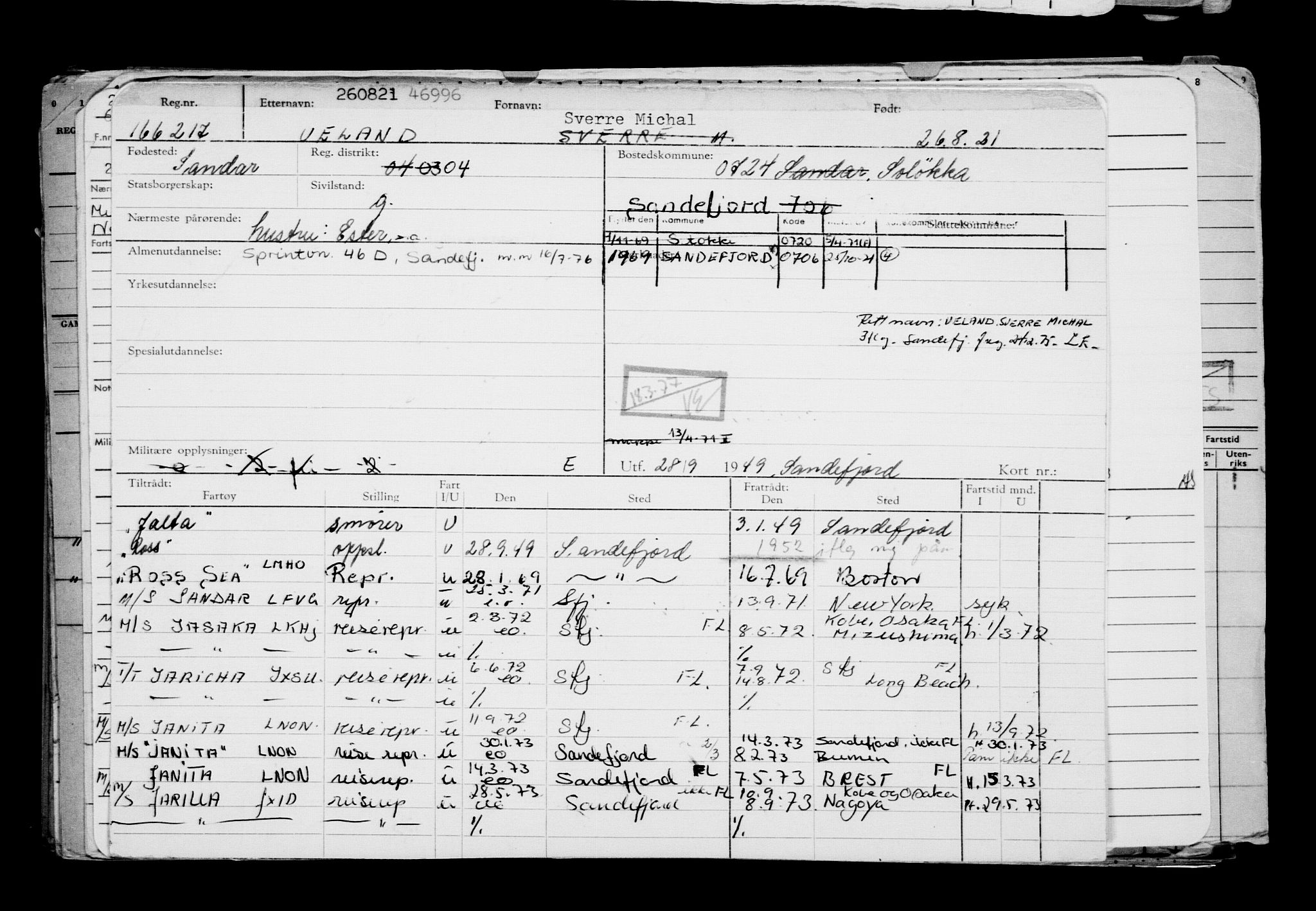 Direktoratet for sjømenn, AV/RA-S-3545/G/Gb/L0197: Hovedkort, 1921, s. 361