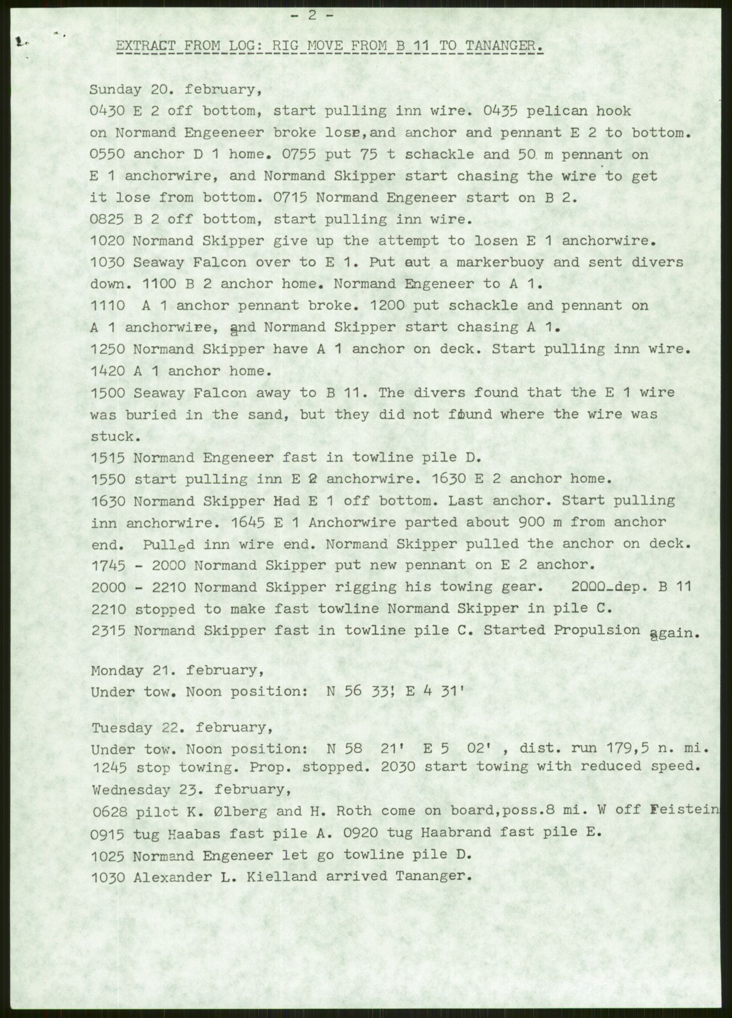 Justisdepartementet, Granskningskommisjonen ved Alexander Kielland-ulykken 27.3.1980, AV/RA-S-1165/D/L0006: A Alexander L. Kielland (Doku.liste + A3-A6, A11-A13, A18-A20-A21, A23, A31 av 31)/Dykkerjournaler, 1980-1981, s. 447