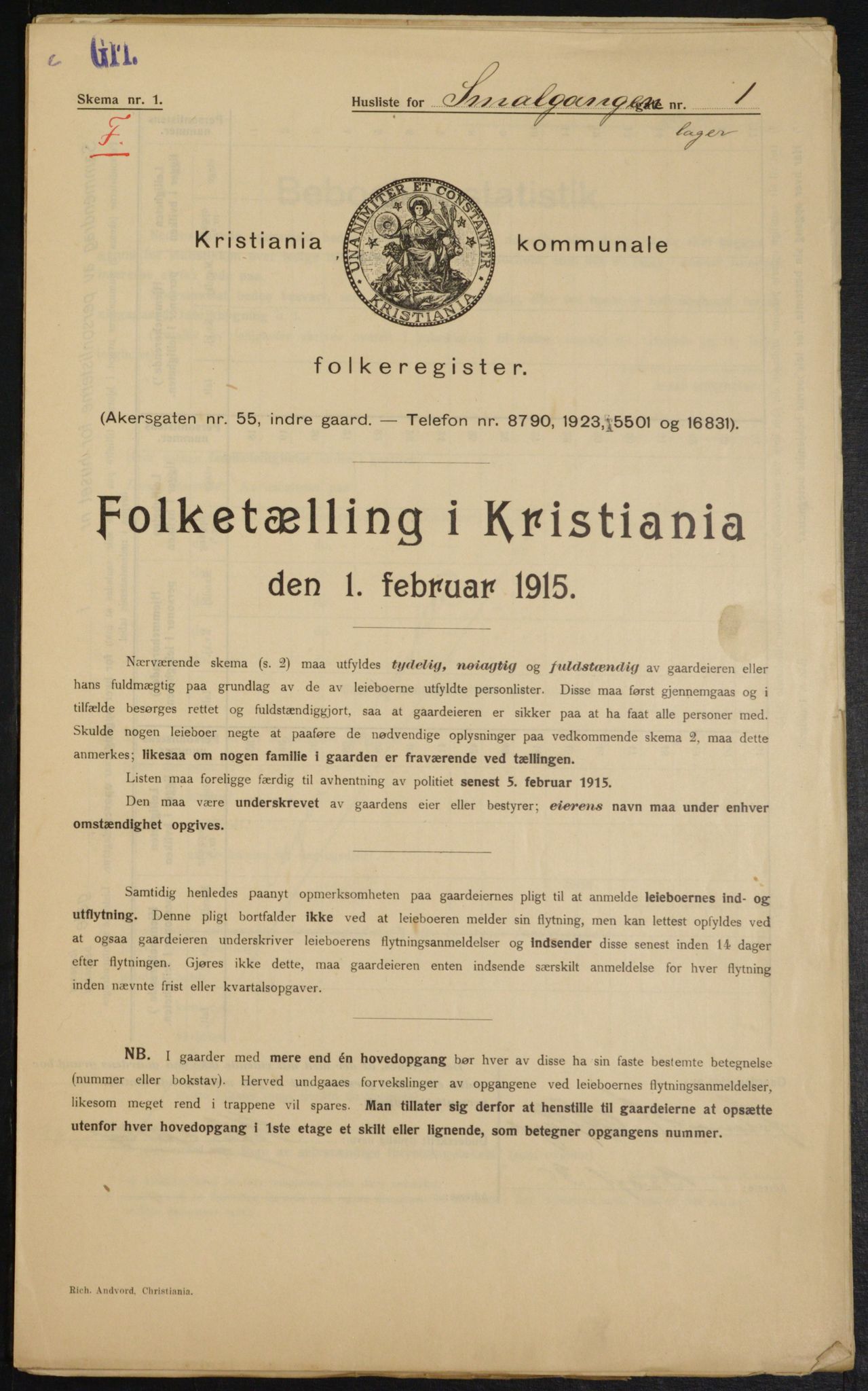 OBA, Kommunal folketelling 1.2.1915 for Kristiania, 1915, s. 96860