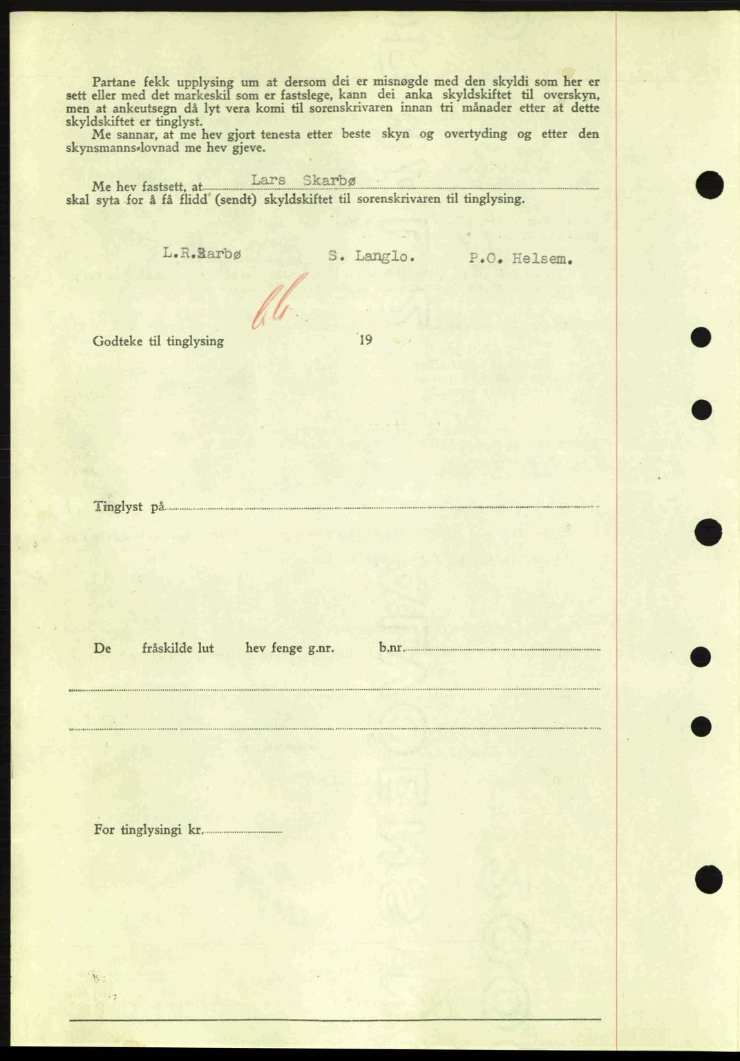 Nordre Sunnmøre sorenskriveri, SAT/A-0006/1/2/2C/2Ca: Pantebok nr. A11, 1941-1941, Dagboknr: 868/1941