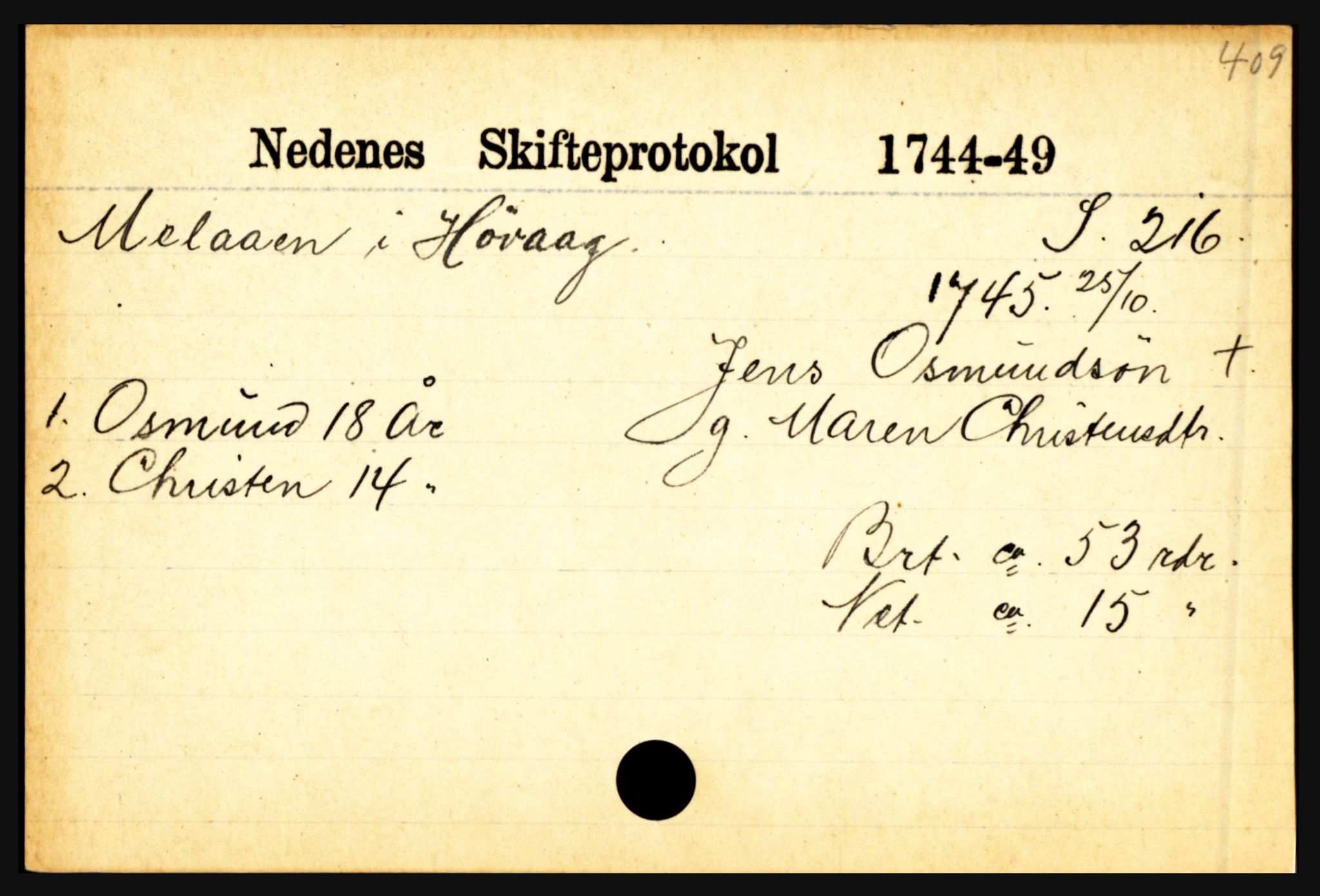 Nedenes sorenskriveri før 1824, AV/SAK-1221-0007/H, s. 19439