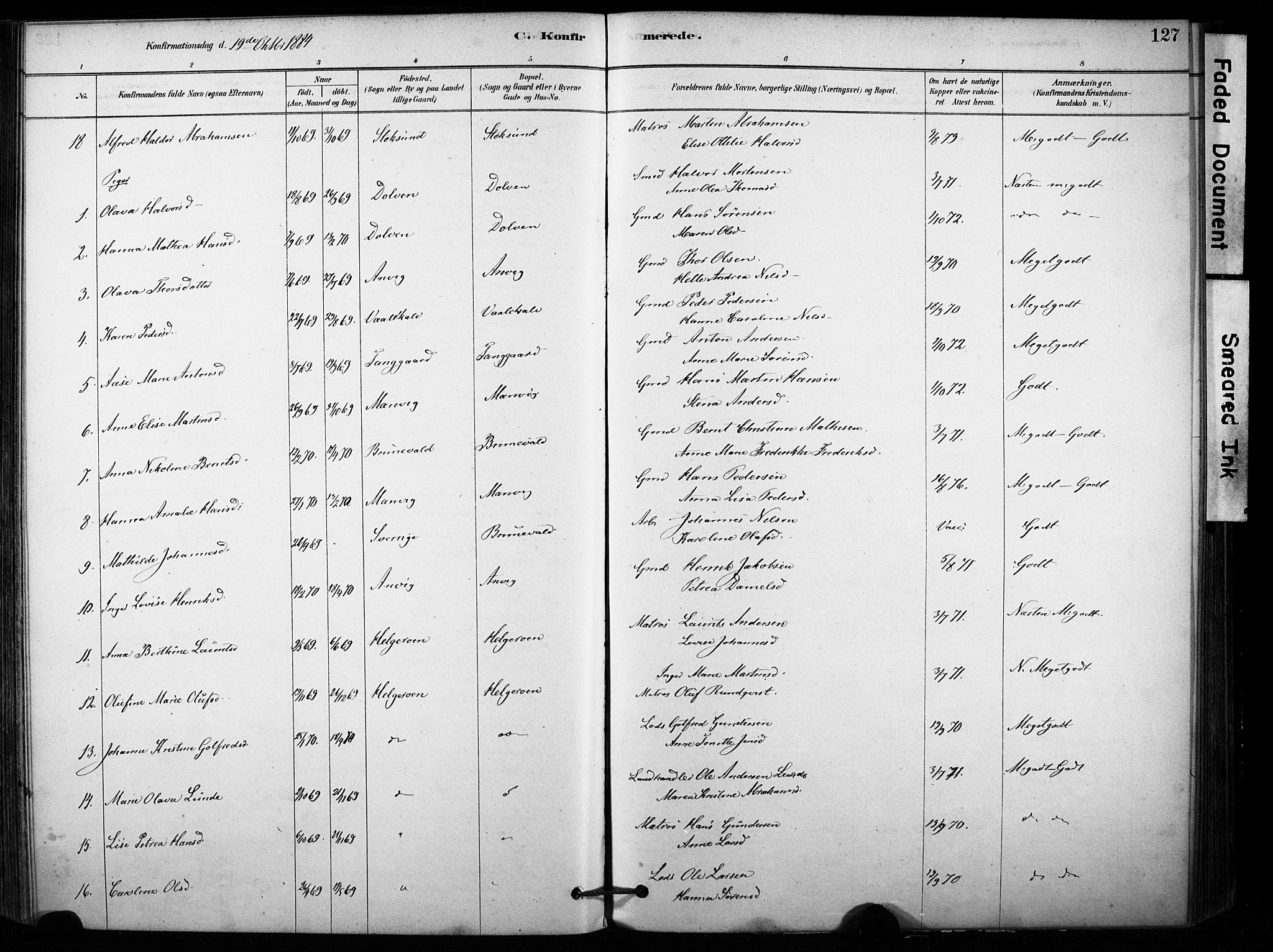 Brunlanes kirkebøker, AV/SAKO-A-342/F/Fb/L0001: Ministerialbok nr. II 1, 1878-1899, s. 127