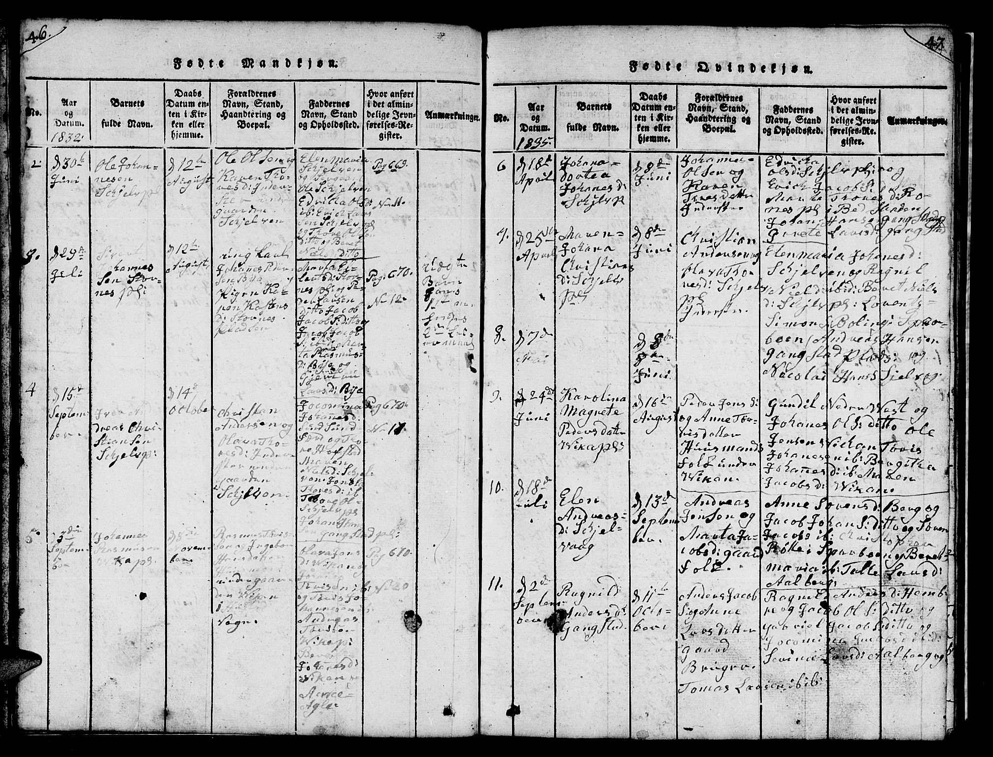 Ministerialprotokoller, klokkerbøker og fødselsregistre - Nord-Trøndelag, SAT/A-1458/732/L0317: Klokkerbok nr. 732C01, 1816-1881, s. 46-47