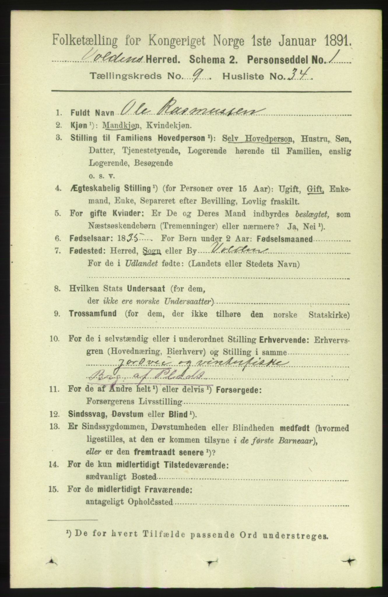 RA, Folketelling 1891 for 1519 Volda herred, 1891, s. 4466