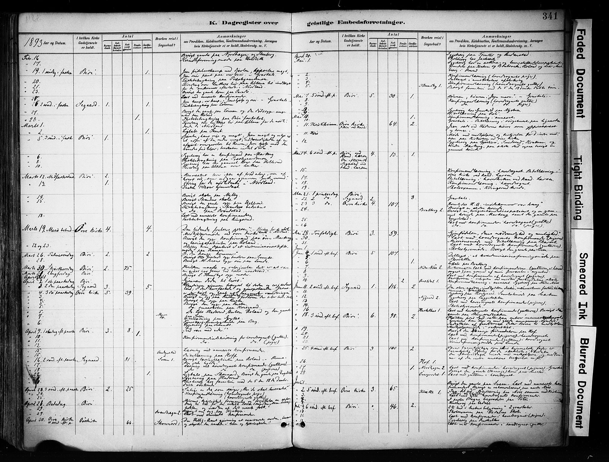 Biri prestekontor, AV/SAH-PREST-096/H/Ha/Haa/L0009: Ministerialbok nr. 9, 1887-1900, s. 341