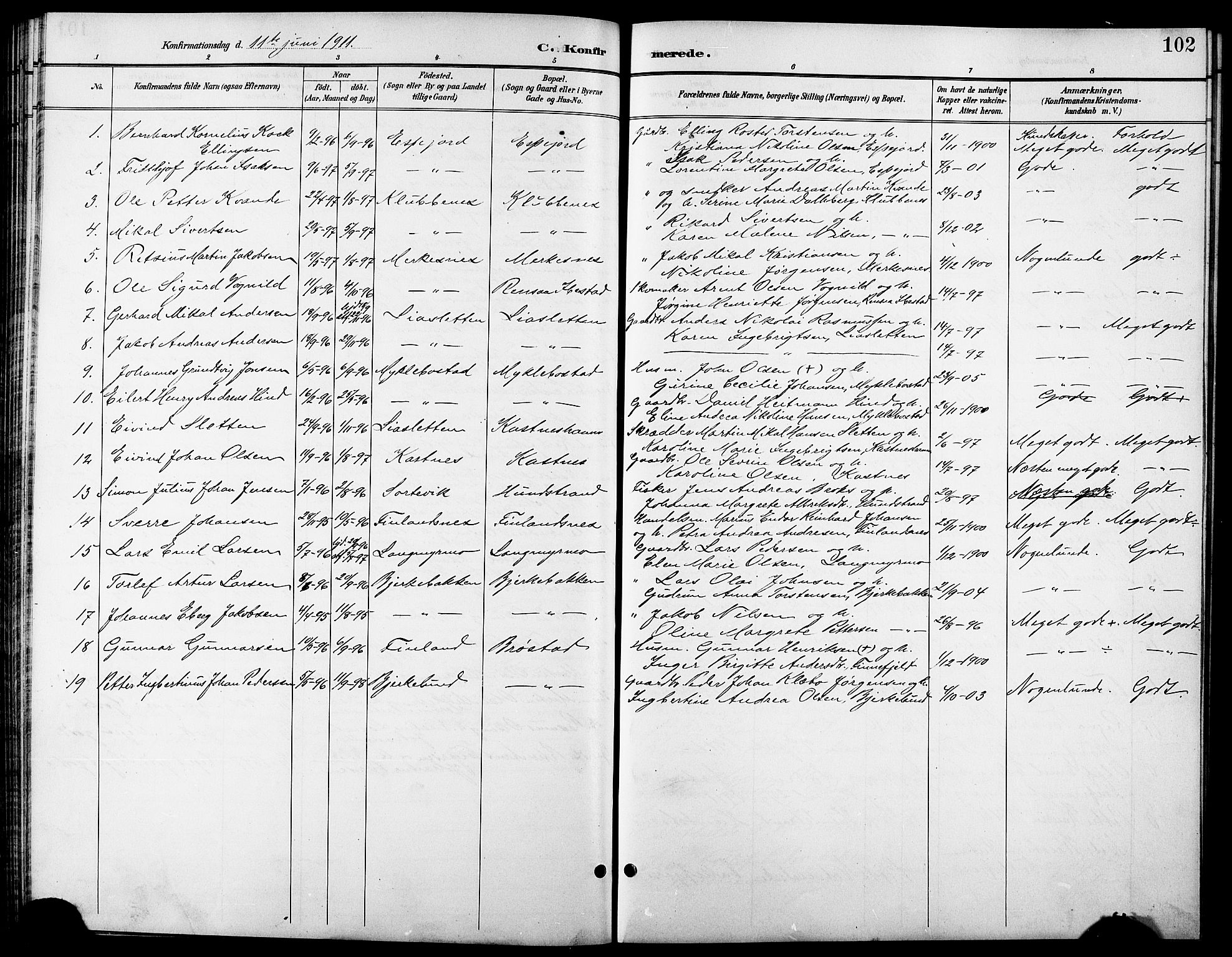 Tranøy sokneprestkontor, AV/SATØ-S-1313/I/Ia/Iab/L0014klokker: Klokkerbok nr. 14, 1896-1918, s. 102