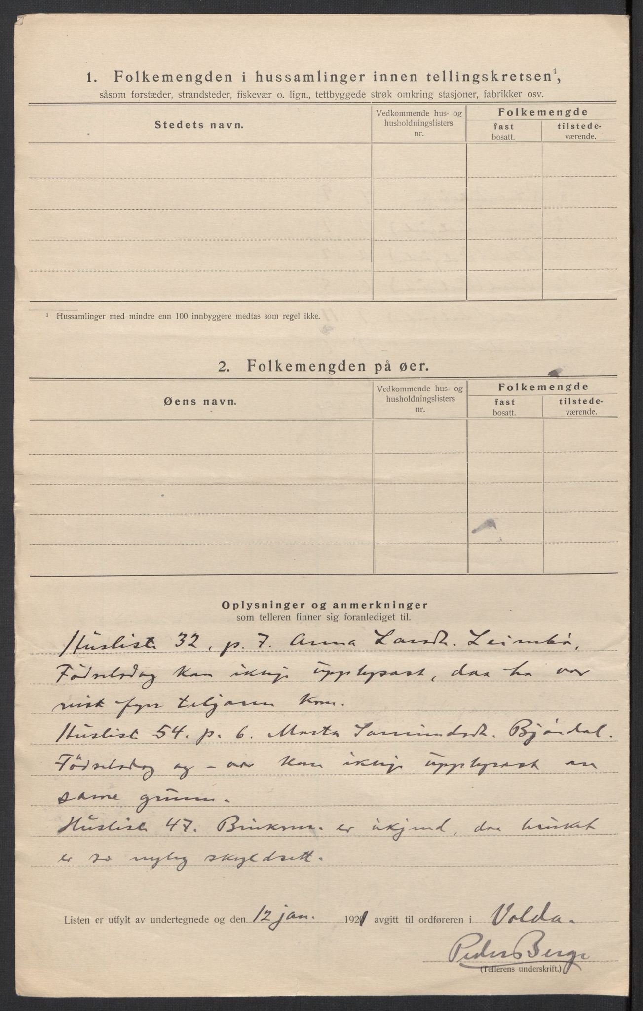 SAT, Folketelling 1920 for 1519 Volda herred, 1920, s. 35