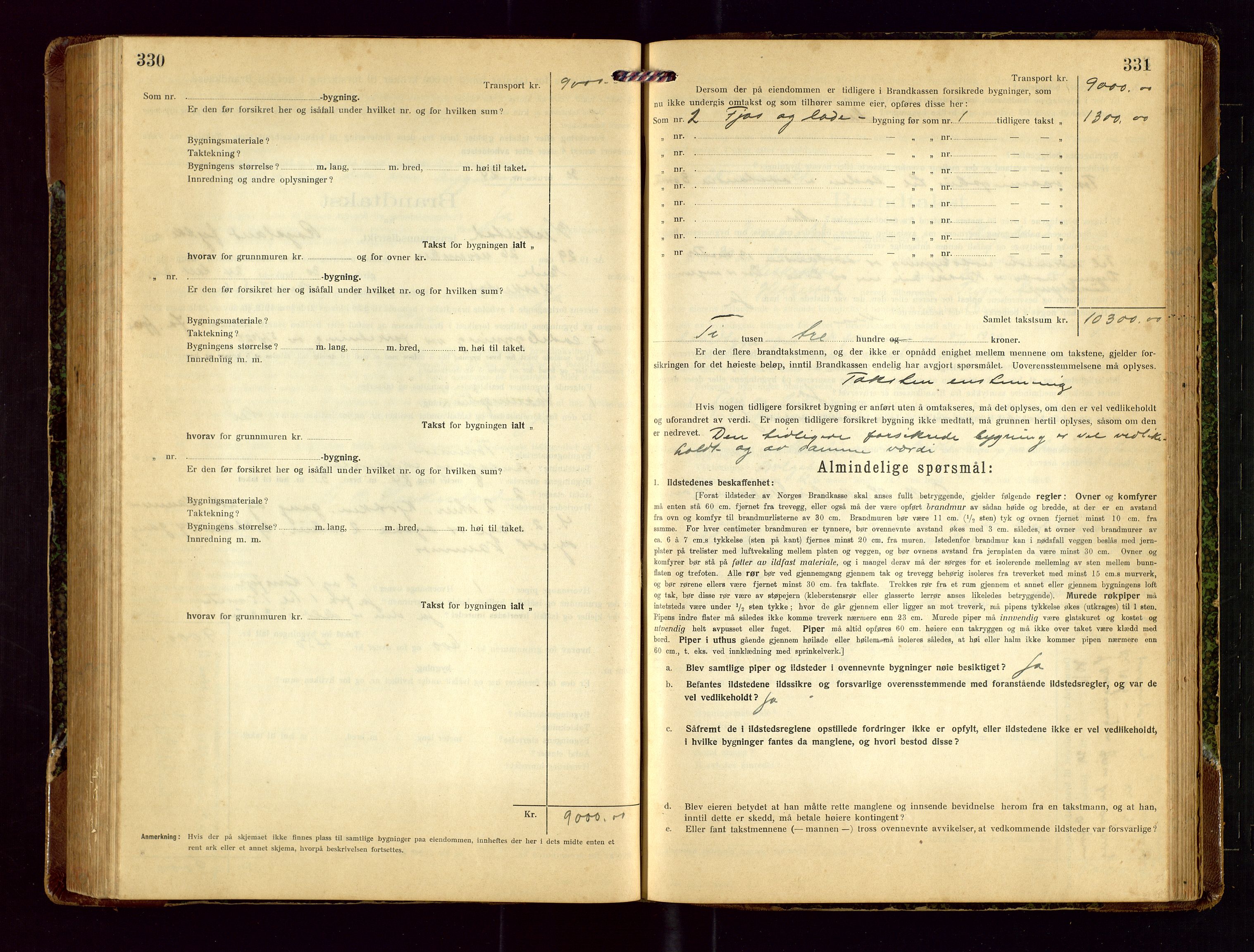 Heskestad lensmannskontor, SAST/A-100304/Gob/L0003: "Brandtakstprotokoll", 1922-1934, s. 330-331