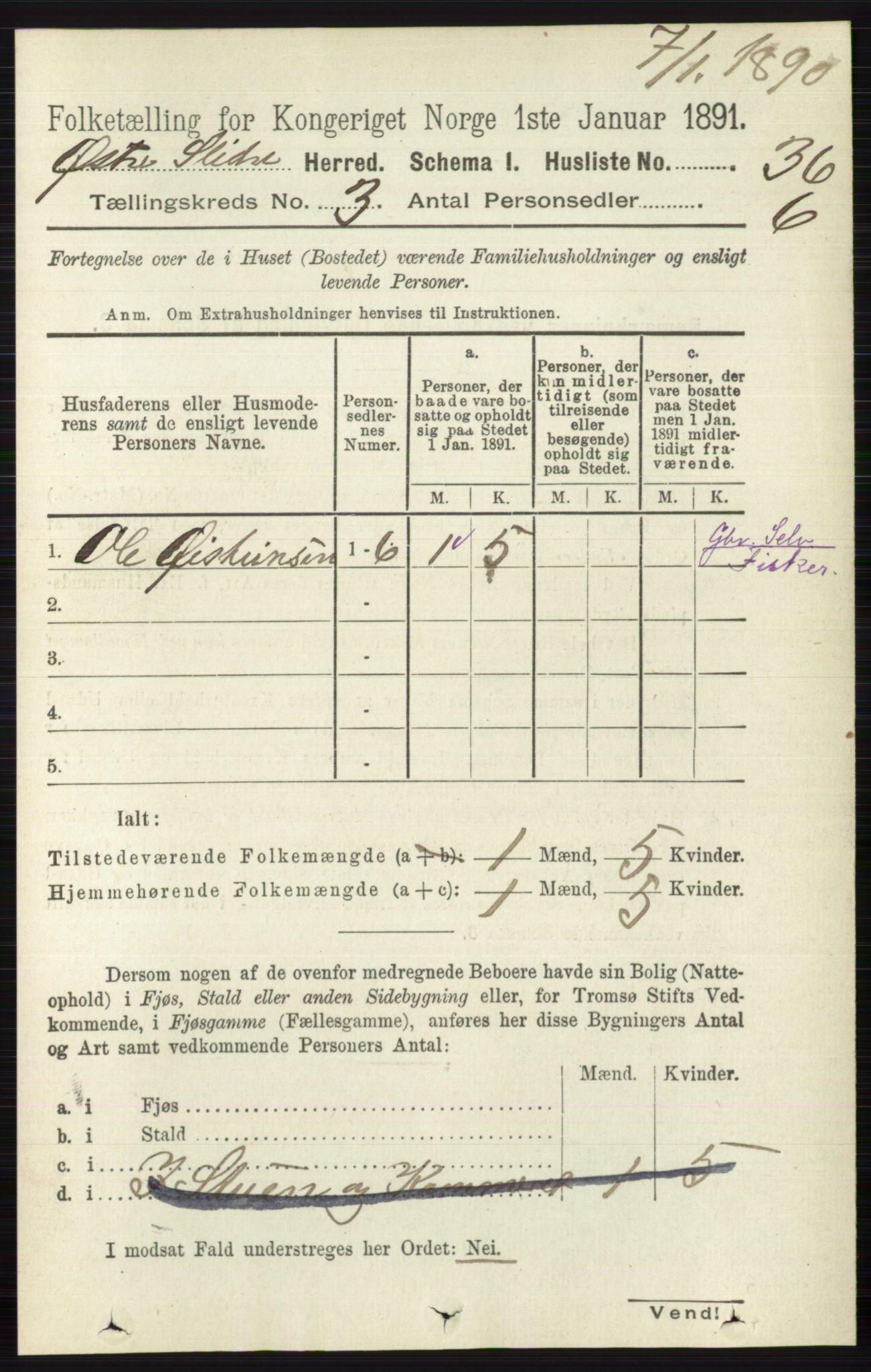 RA, Folketelling 1891 for 0544 Øystre Slidre herred, 1891, s. 585