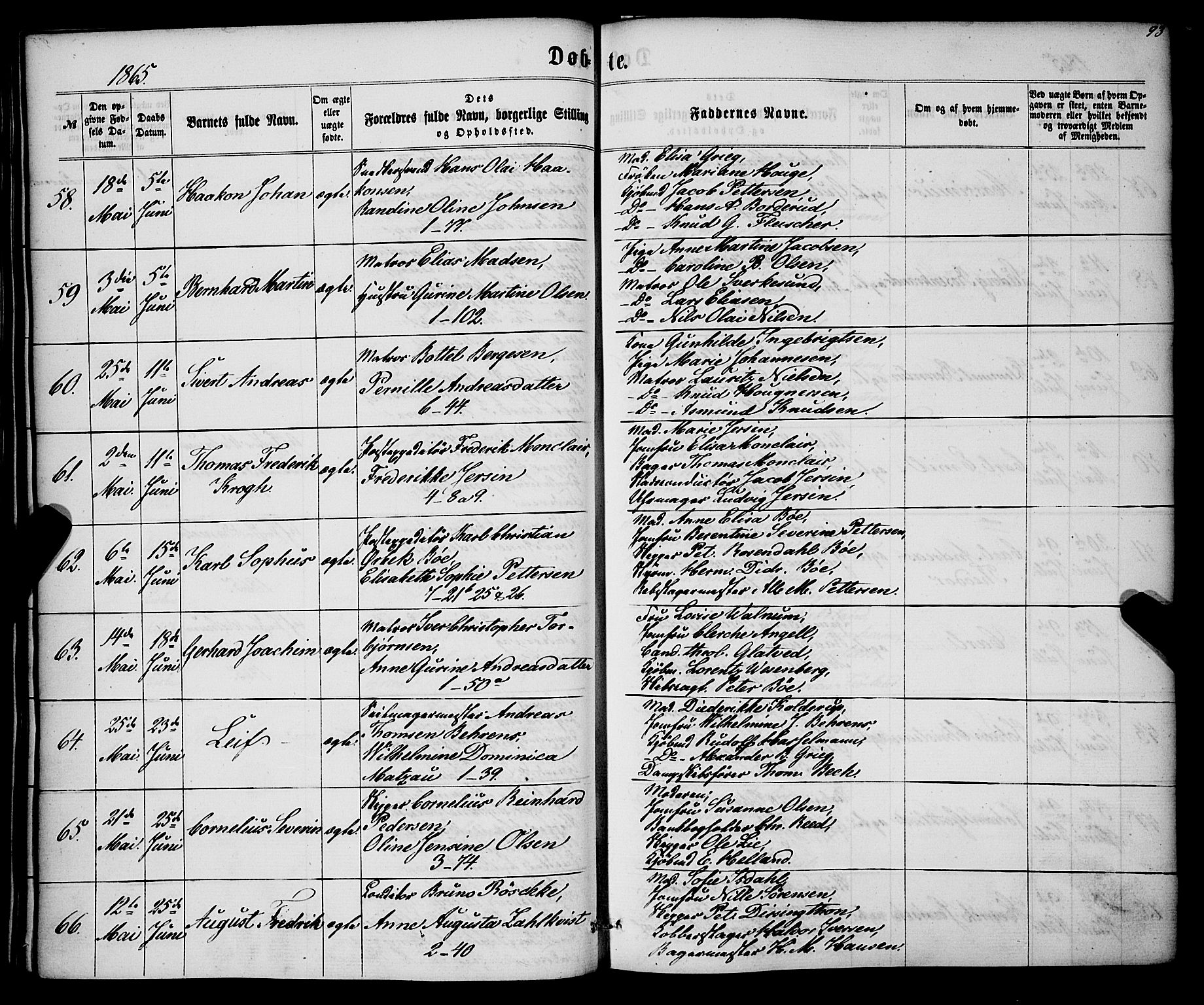 Nykirken Sokneprestembete, AV/SAB-A-77101/H/Haa/L0015: Ministerialbok nr. B 2, 1858-1869, s. 93