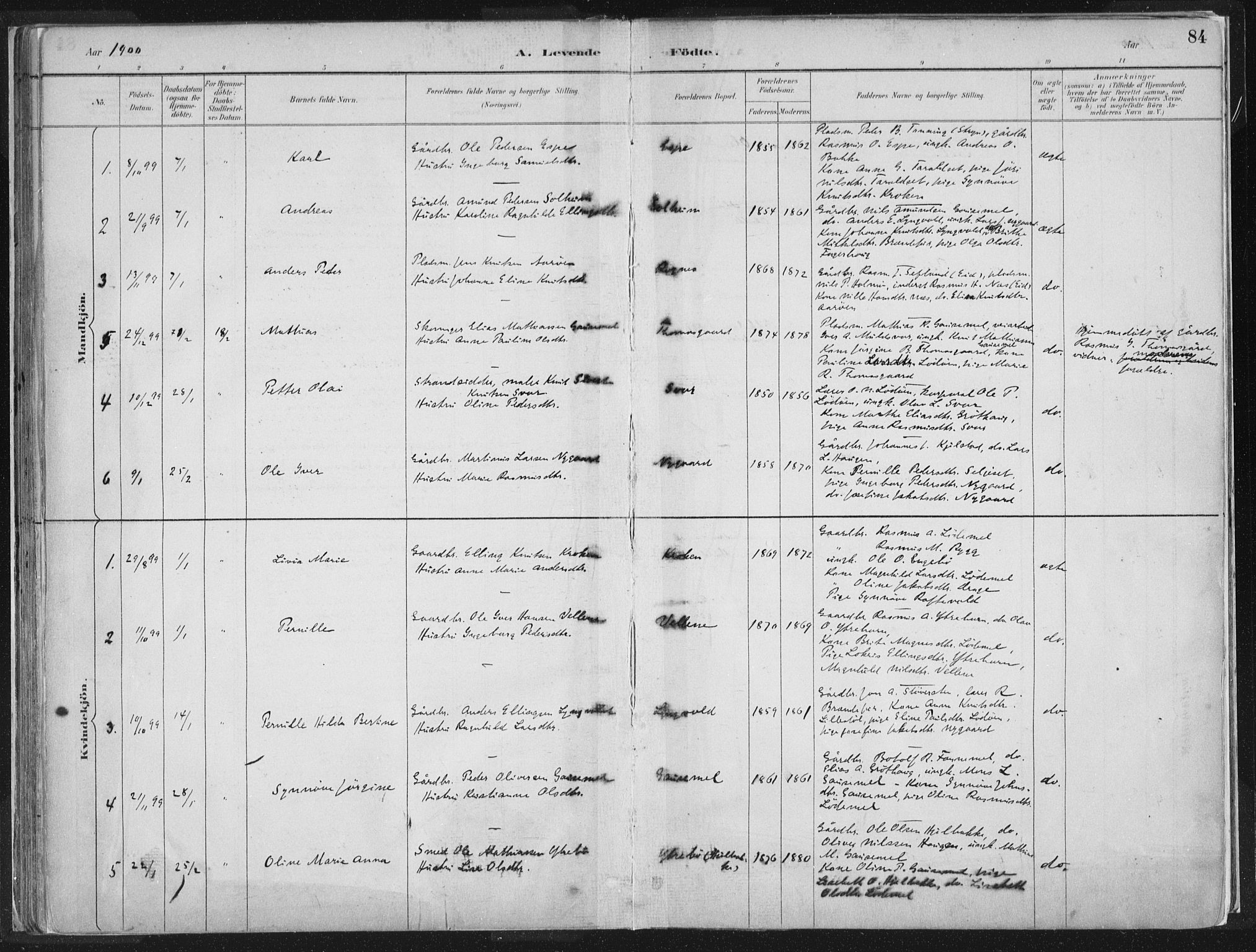 Hornindal sokneprestembete, AV/SAB-A-82401/H/Haa/Haaa/L0003/0001: Ministerialbok nr. A 3A, 1887-1917, s. 84