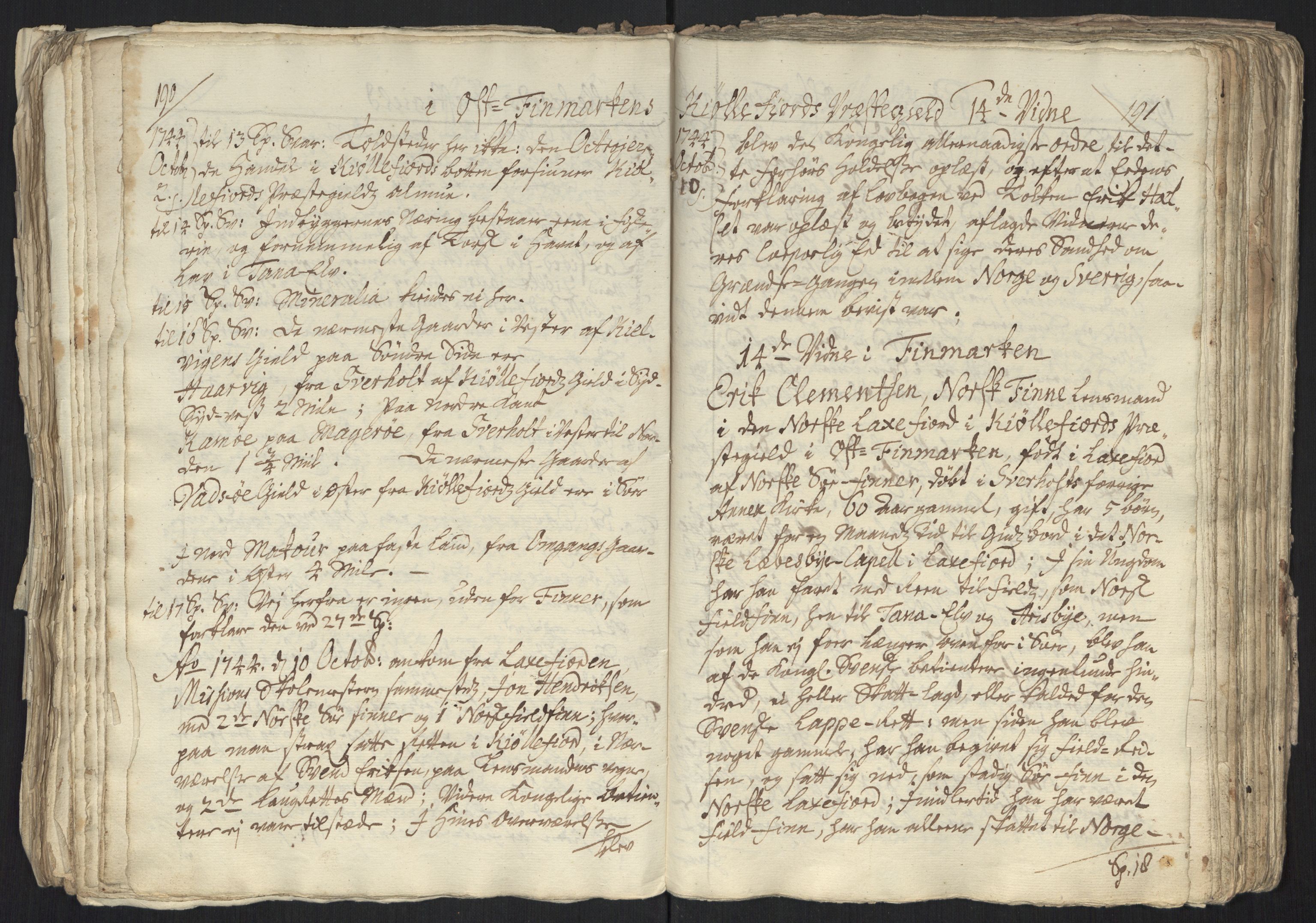 Danske Kanselli, Grensearkivet, AV/RA-EA-4062/F/L0011a/0003: Volum XXIII-XXVIa / Vol. XXV: Major Schnitlers grenseeksaminasjonsprotokoll, 5. bind, 1744, s. 190-191