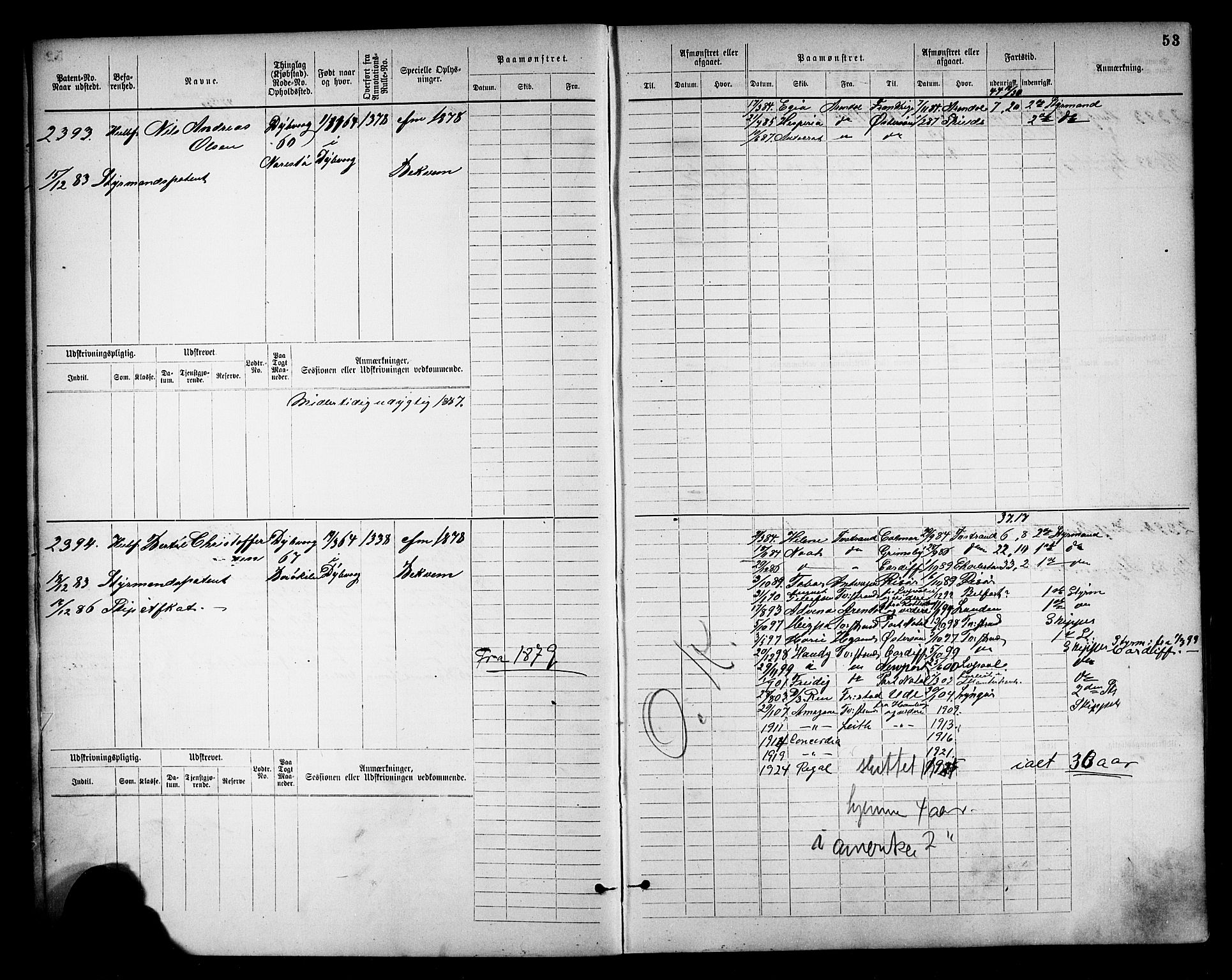 Tvedestrand mønstringskrets, SAK/2031-0011/F/Fb/L0018: Hovedrulle nr 2289-3056, U-34, 1882-1892, s. 56