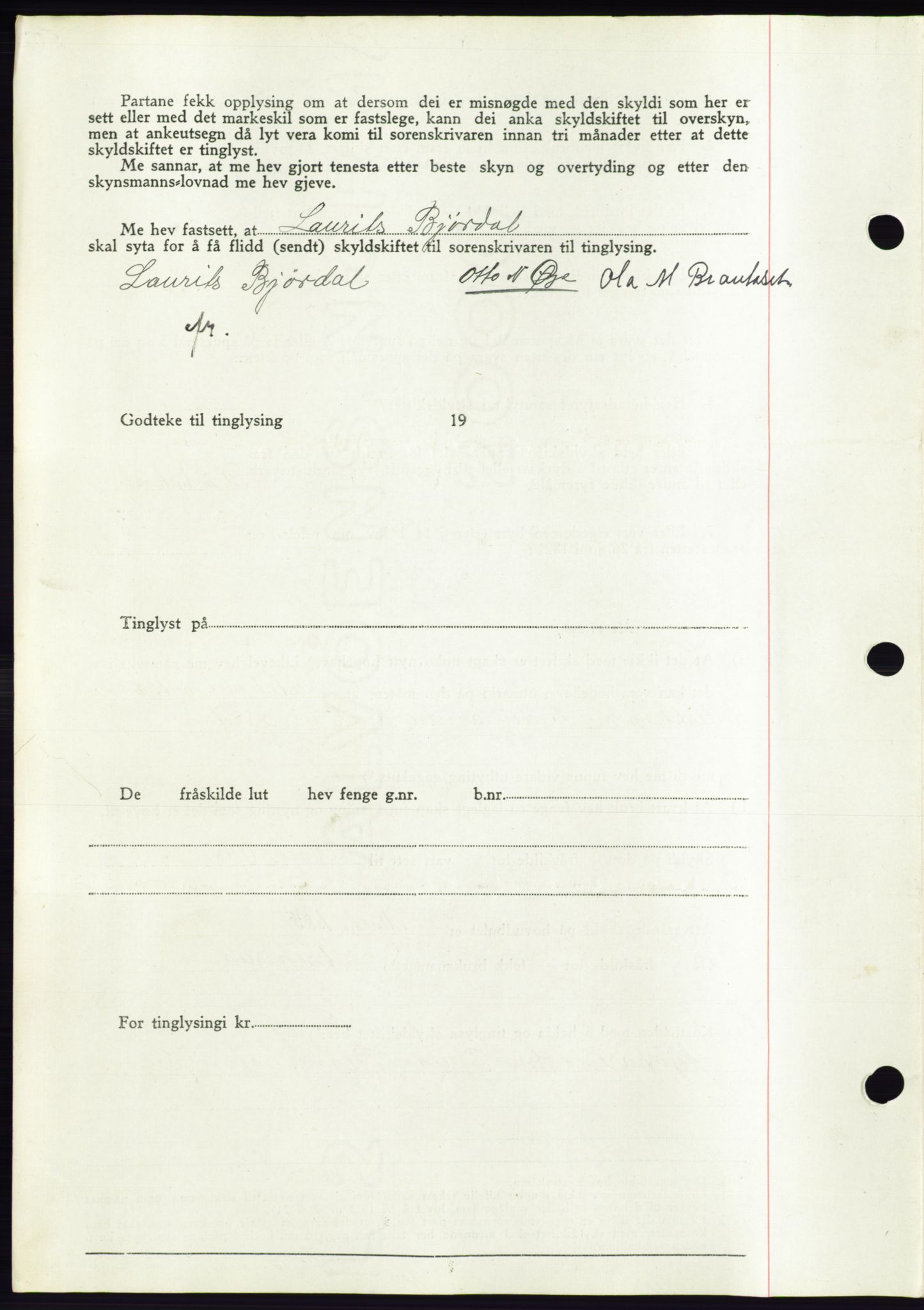 Søre Sunnmøre sorenskriveri, AV/SAT-A-4122/1/2/2C/L0071: Pantebok nr. 65, 1941-1941, Dagboknr: 1026/1941