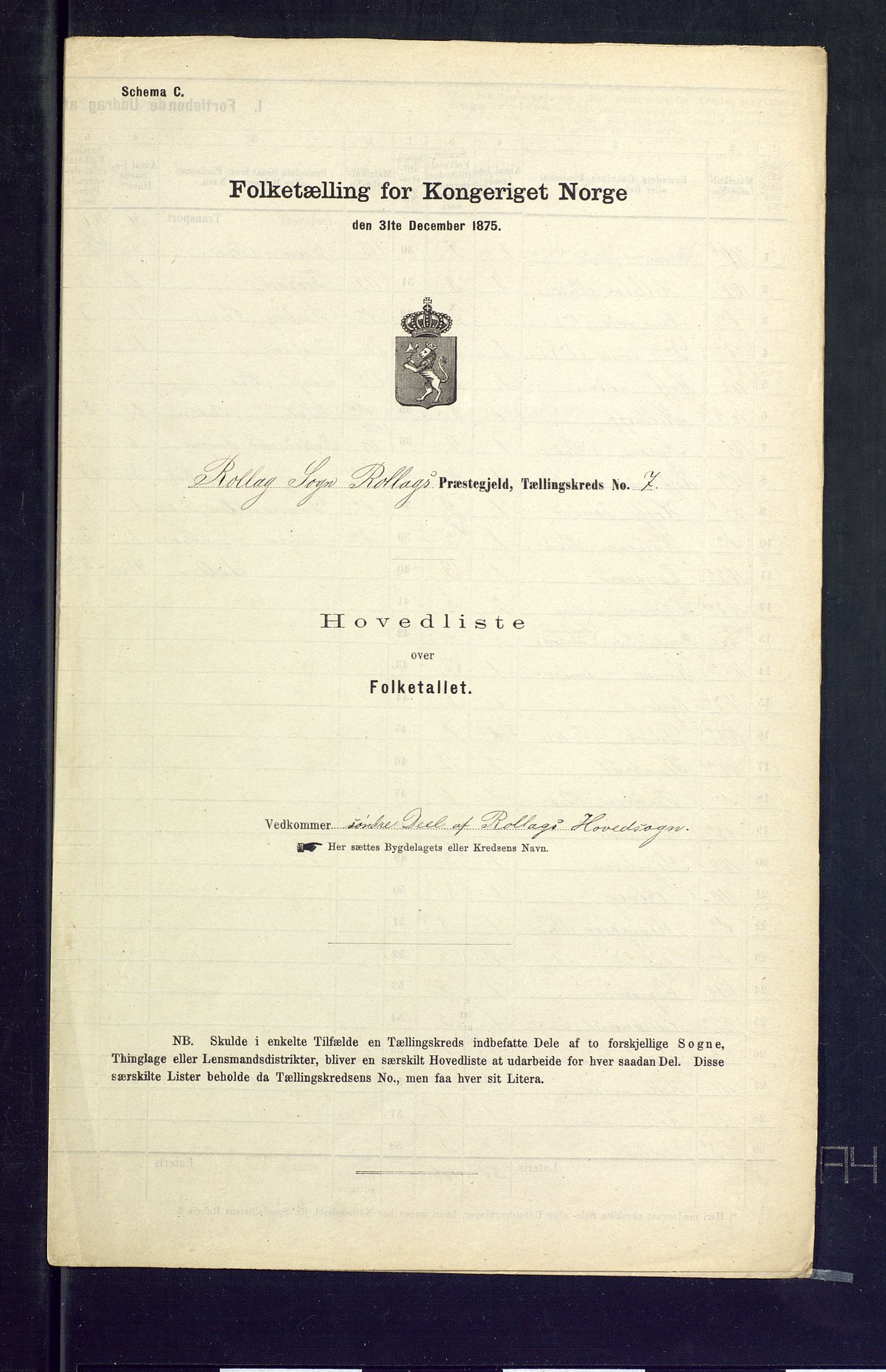 SAKO, Folketelling 1875 for 0632P Rollag prestegjeld, 1875, s. 22