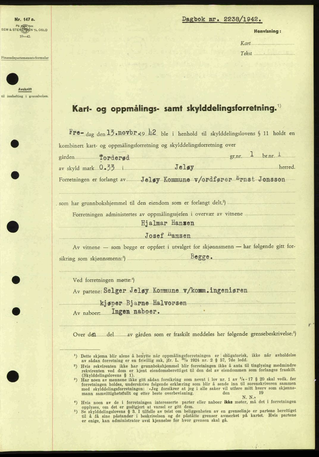 Moss sorenskriveri, SAO/A-10168: Pantebok nr. A10, 1942-1943, Dagboknr: 2238/1942