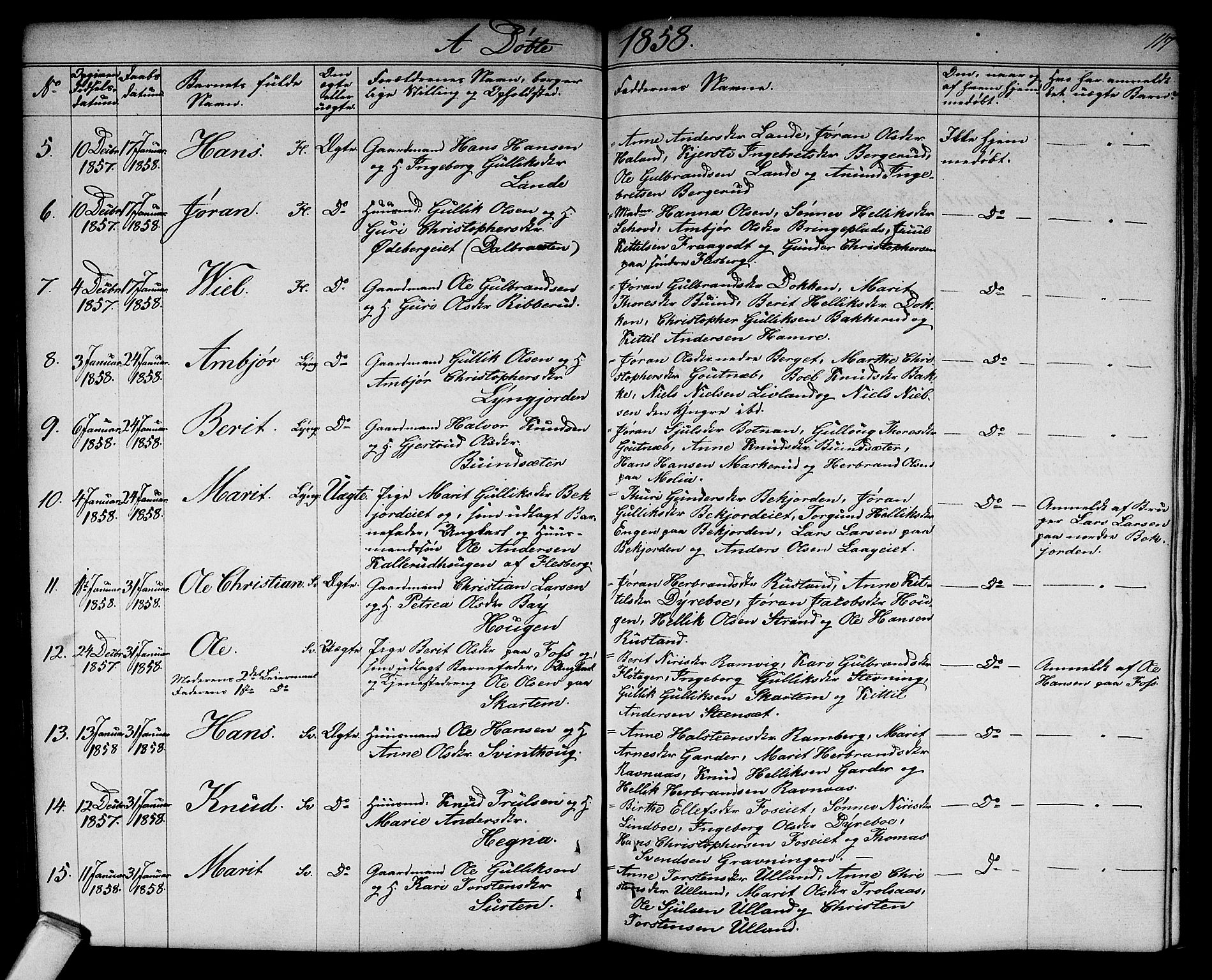Flesberg kirkebøker, AV/SAKO-A-18/G/Ga/L0002: Klokkerbok nr. I 2, 1834-1860, s. 117