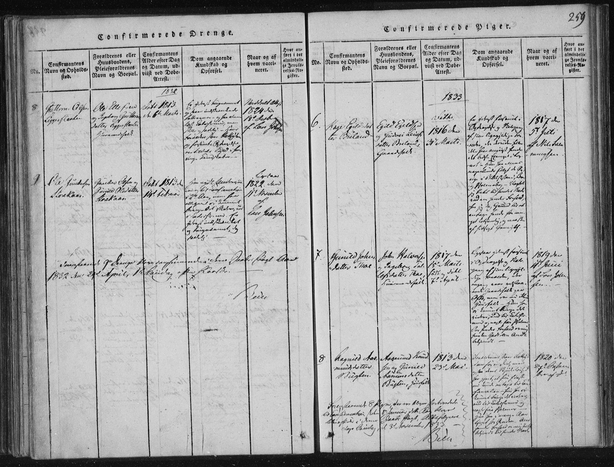 Lårdal kirkebøker, SAKO/A-284/F/Fc/L0001: Ministerialbok nr. III 1, 1815-1860, s. 259