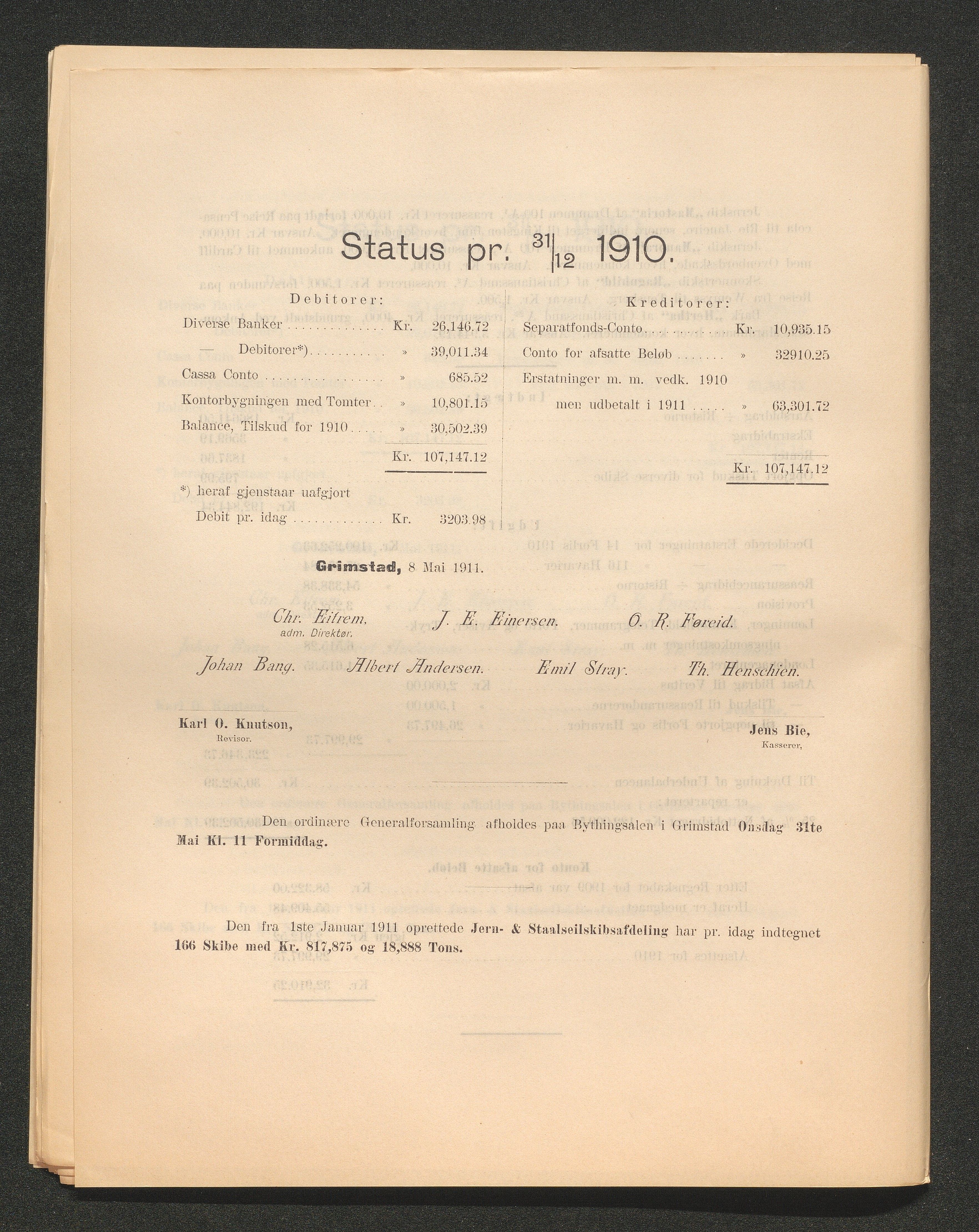 Agders Gjensidige Assuranceforening, AAKS/PA-1718/05/L0003: Regnskap, seilavdeling, pakkesak, 1890-1912