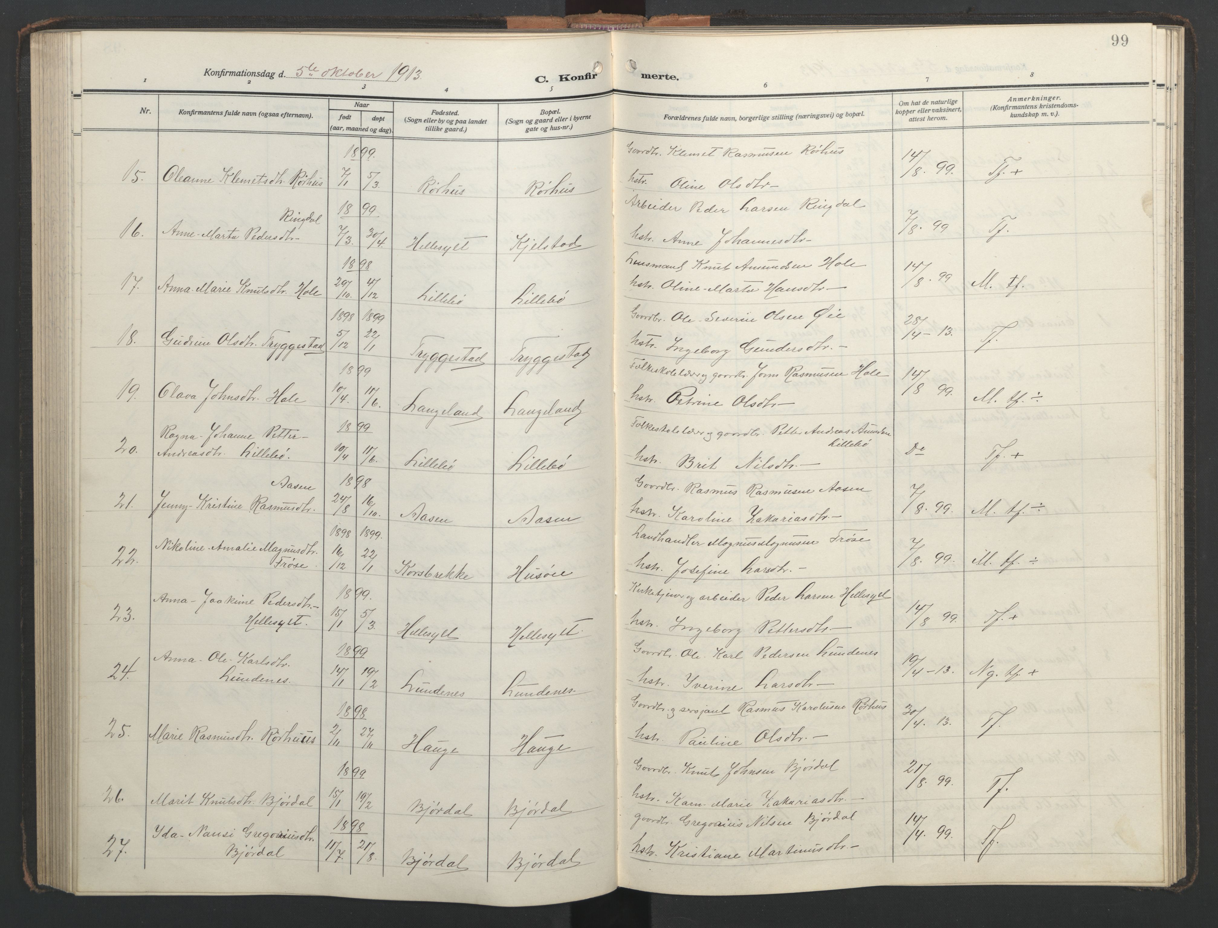 Ministerialprotokoller, klokkerbøker og fødselsregistre - Møre og Romsdal, AV/SAT-A-1454/517/L0232: Klokkerbok nr. 517C05, 1910-1946, s. 99