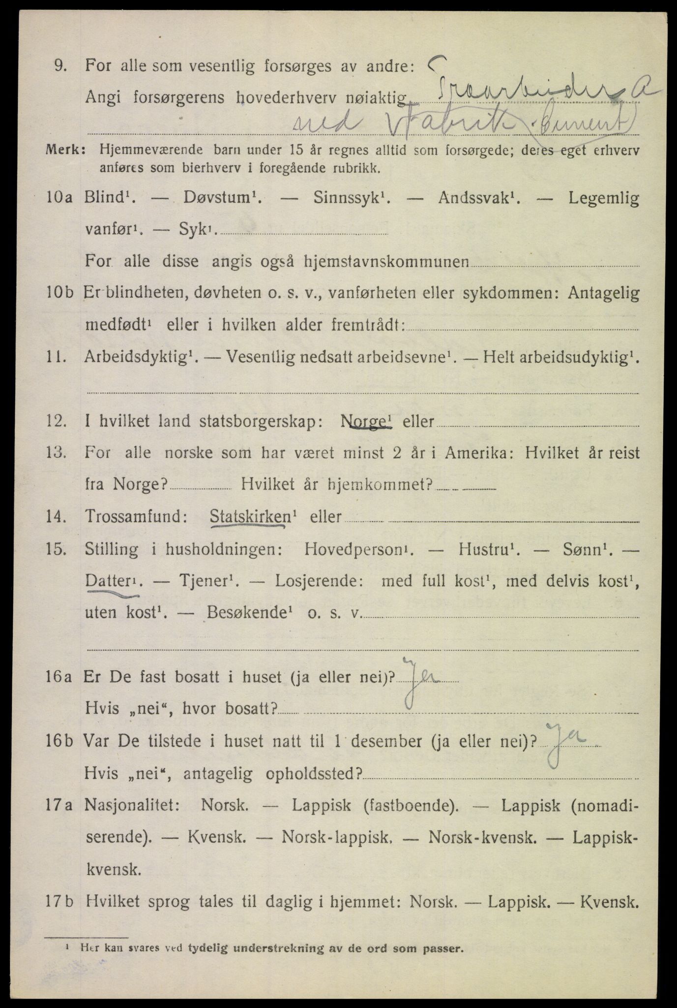 SAT, Folketelling 1920 for 1850 Tysfjord herred, 1920, s. 2622