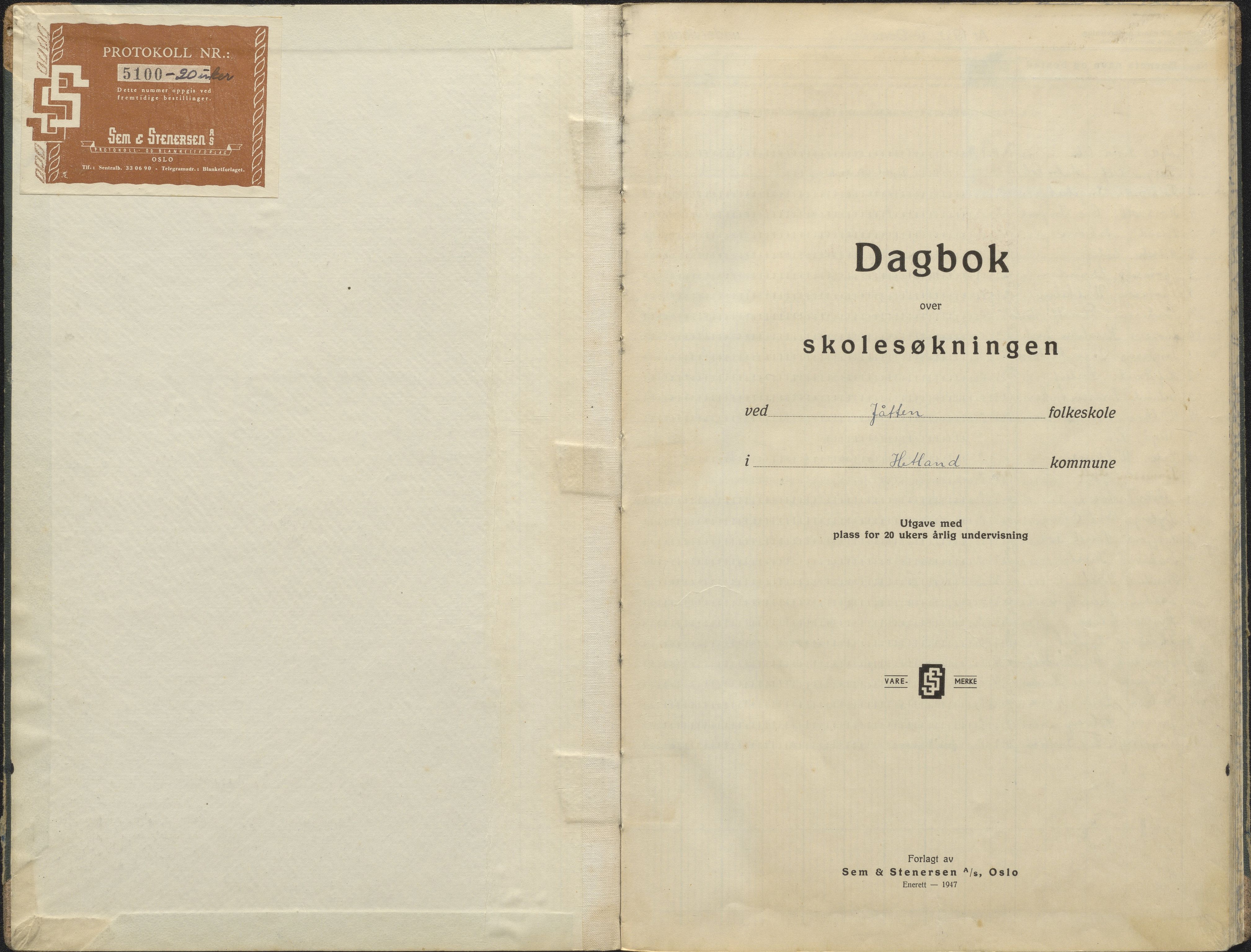 Hetland kommune. Jåtten skole, BYST/A-0148/G/Ga/L0012: Dagbok , 1949-1959