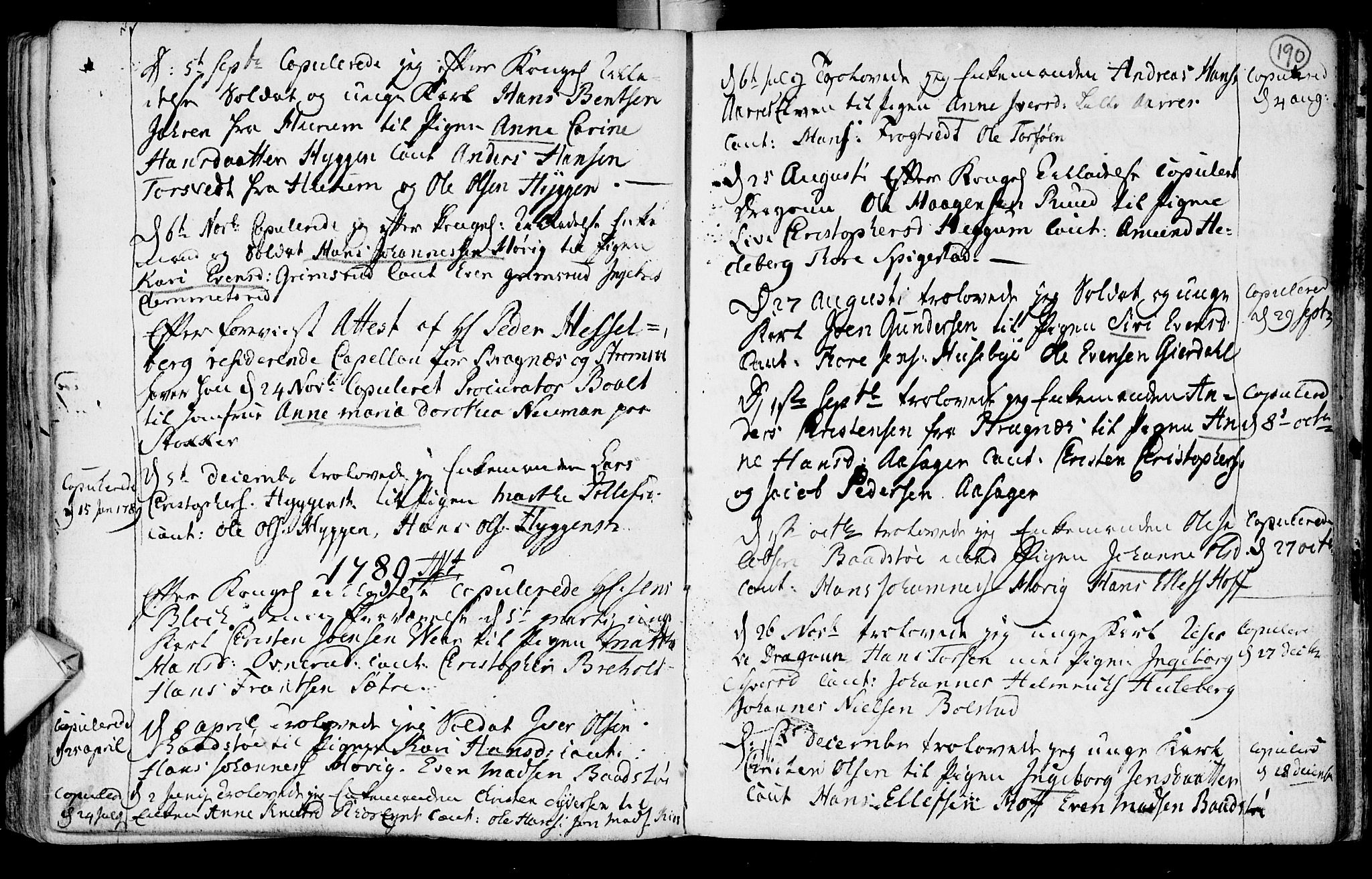 Røyken kirkebøker, SAKO/A-241/F/Fa/L0003: Ministerialbok nr. 3, 1782-1813, s. 190