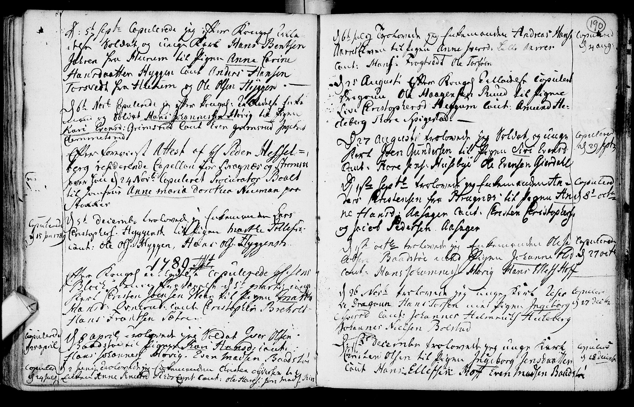 Røyken kirkebøker, AV/SAKO-A-241/F/Fa/L0003: Ministerialbok nr. 3, 1782-1813, s. 190