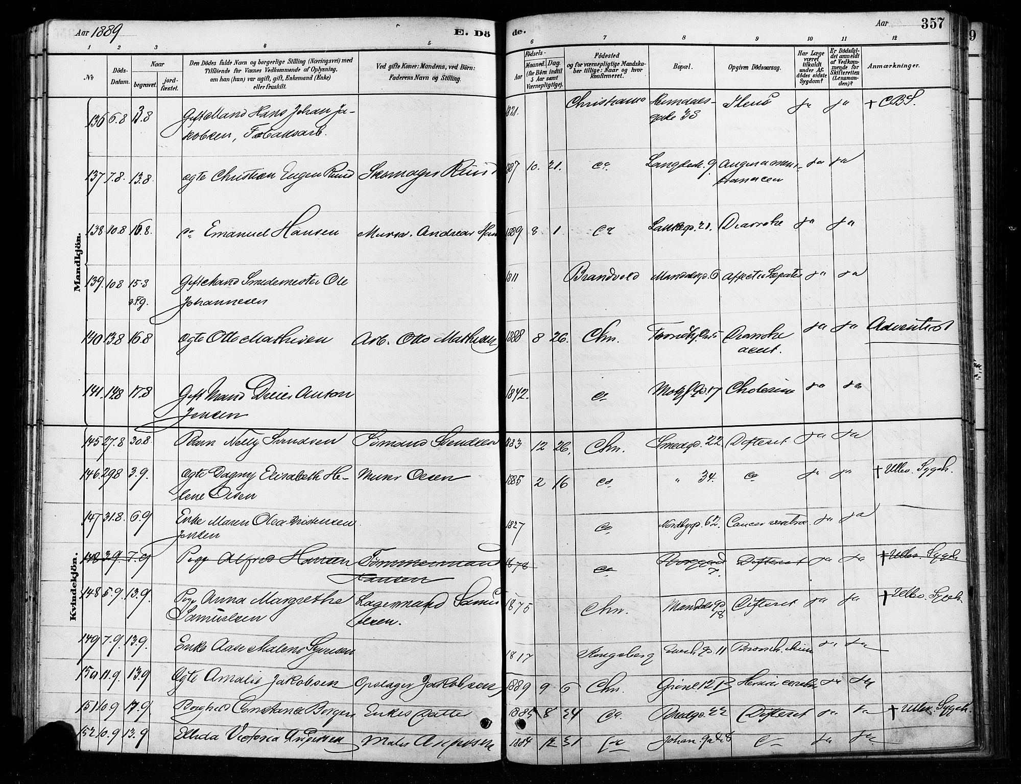 Grønland prestekontor Kirkebøker, SAO/A-10848/F/Fa/L0008: Ministerialbok nr. 8, 1881-1893, s. 357