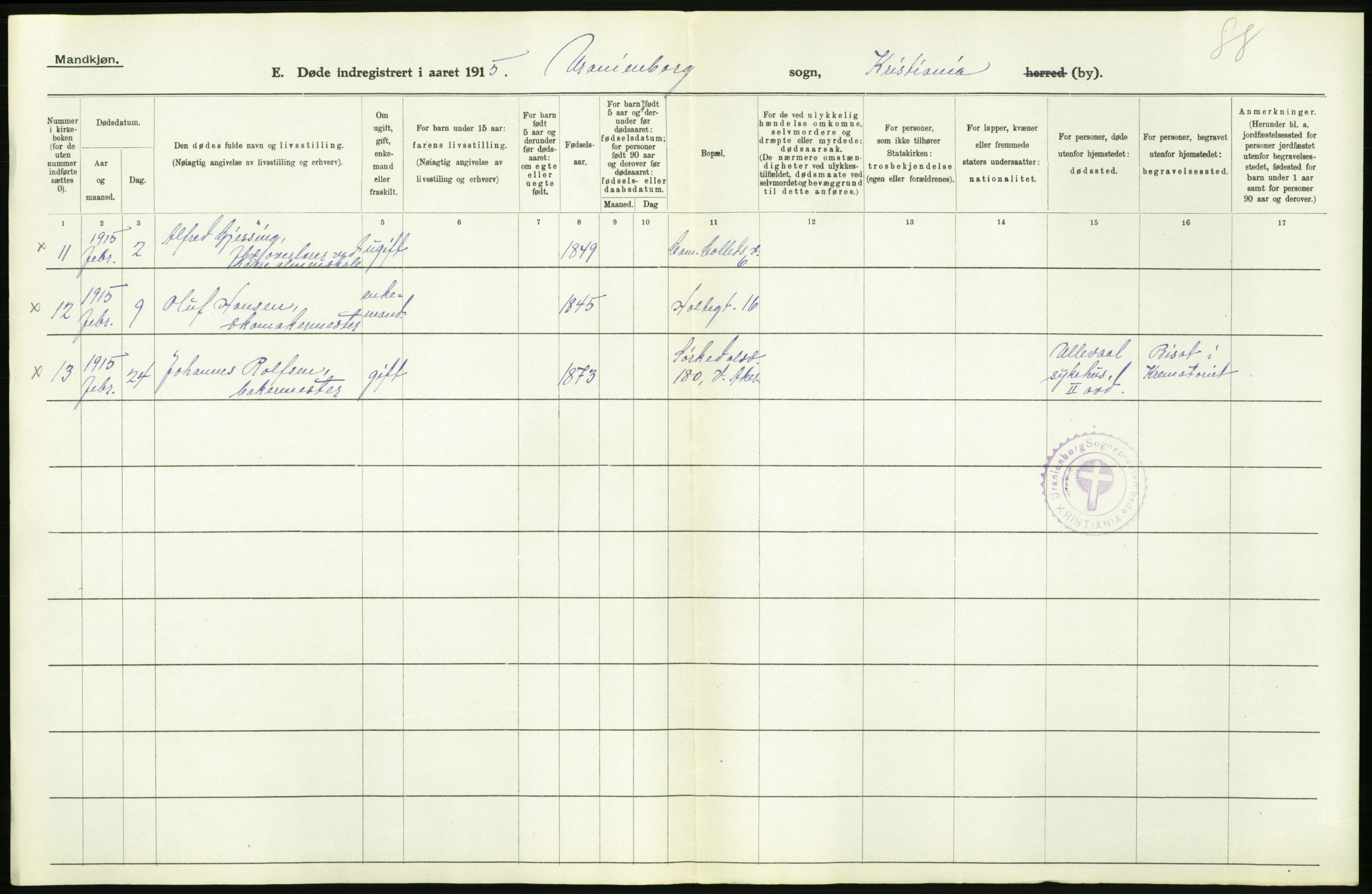 Statistisk sentralbyrå, Sosiodemografiske emner, Befolkning, AV/RA-S-2228/D/Df/Dfb/Dfbe/L0009: Kristiania: Døde., 1915, s. 536