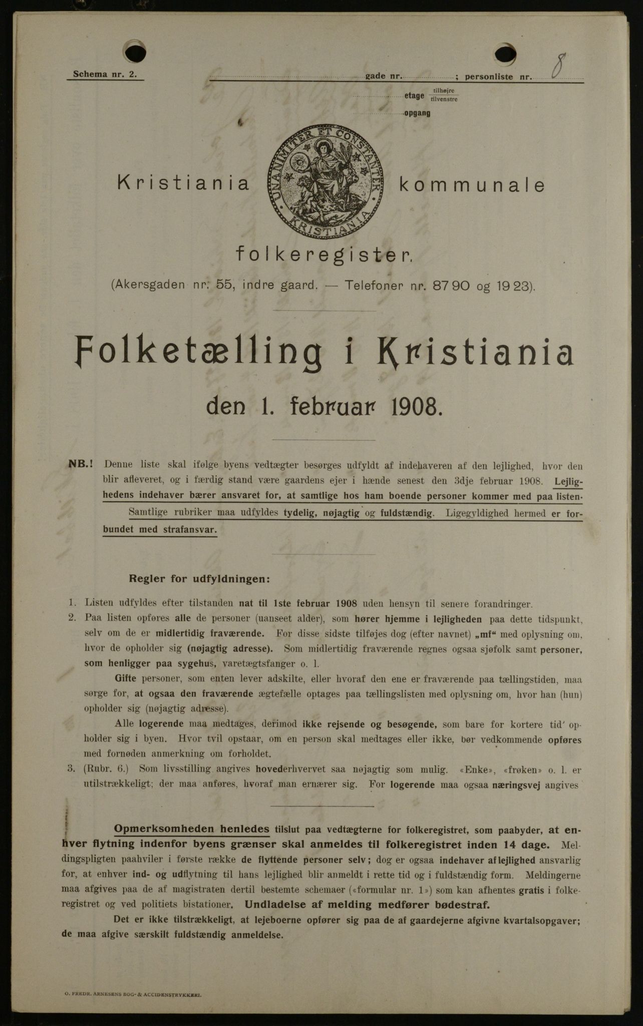 OBA, Kommunal folketelling 1.2.1908 for Kristiania kjøpstad, 1908, s. 85901