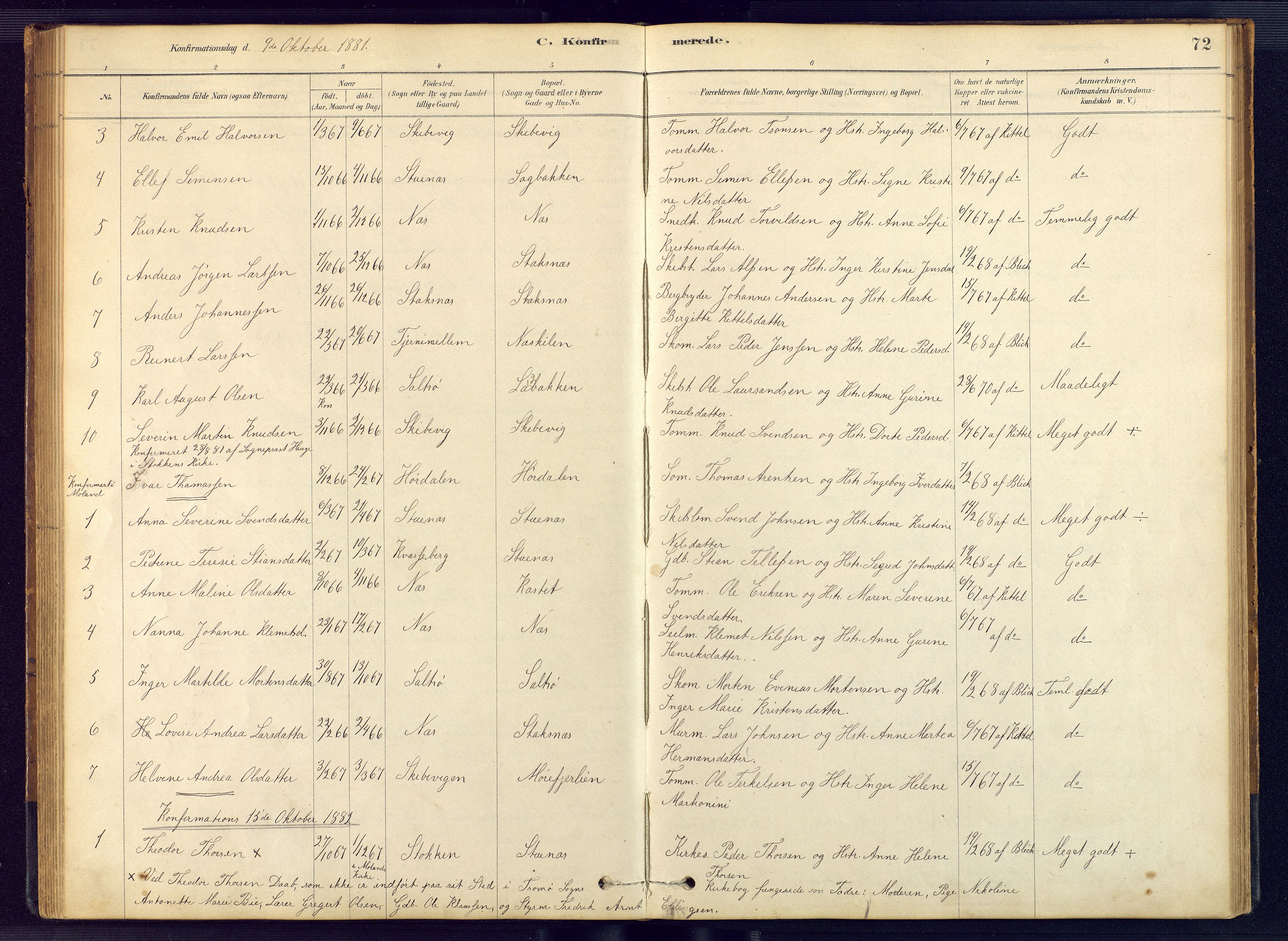 Austre Moland sokneprestkontor, AV/SAK-1111-0001/F/Fb/Fbb/L0001: Klokkerbok nr. B 1, 1878-1904, s. 72
