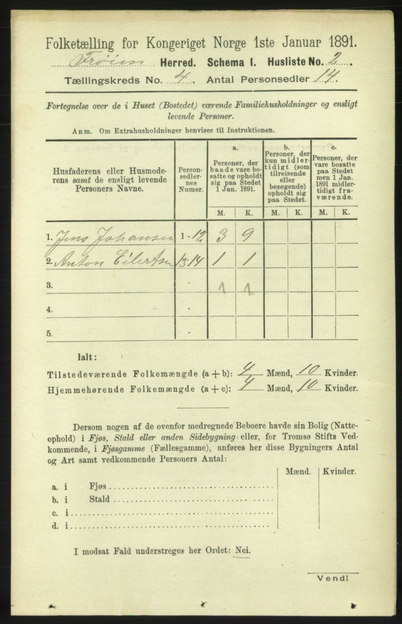 RA, Folketelling 1891 for 1619 Frøya herred, 1891, s. 2875