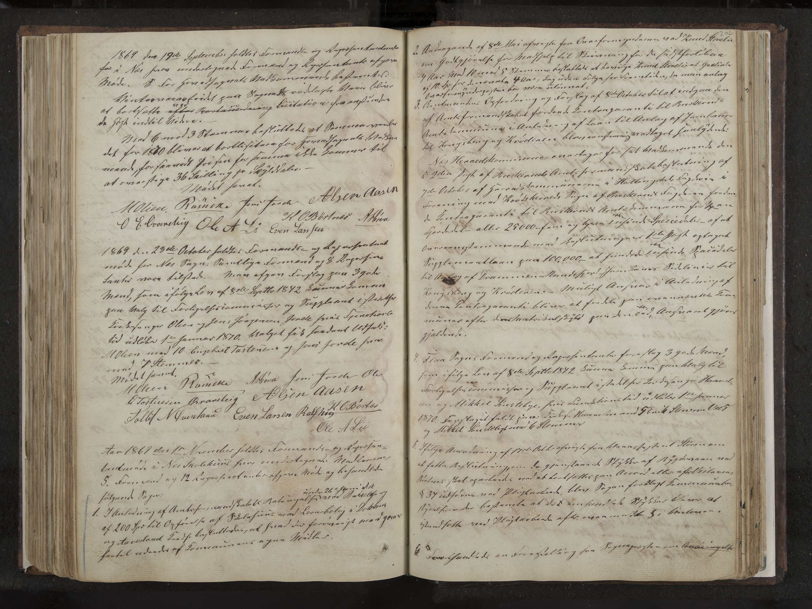 Nes formannskap og sentraladministrasjon, IKAK/0616021-1/A/Aa/L0001: Møtebok med register, 1838-1875, s. 202