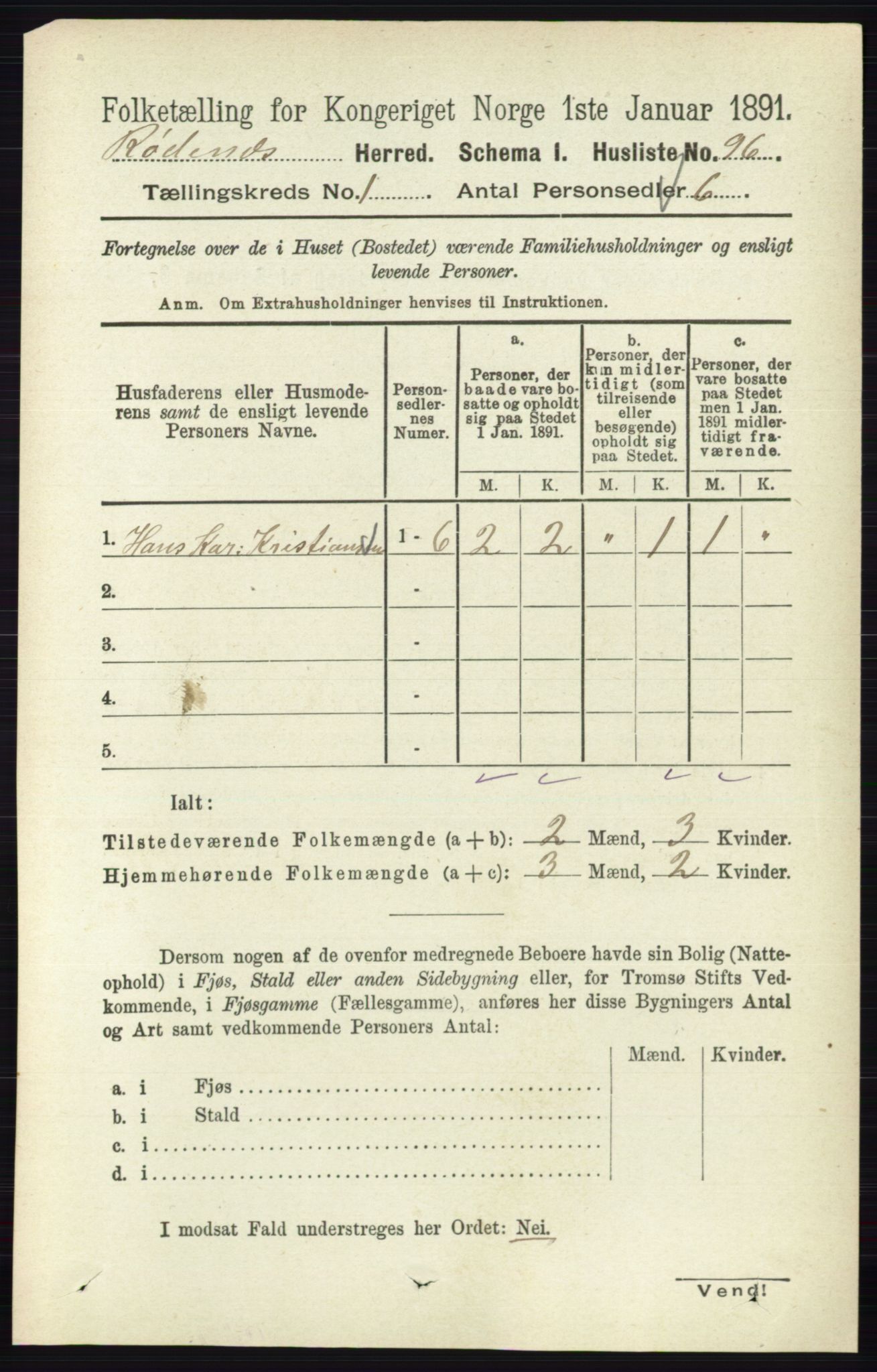 RA, Folketelling 1891 for 0120 Rødenes herred, 1891, s. 115