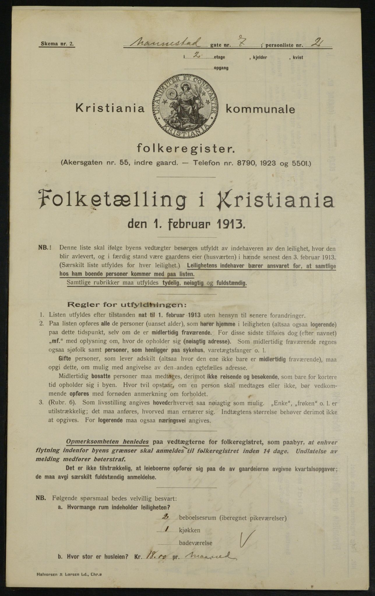 OBA, Kommunal folketelling 1.2.1913 for Kristiania, 1913, s. 69103