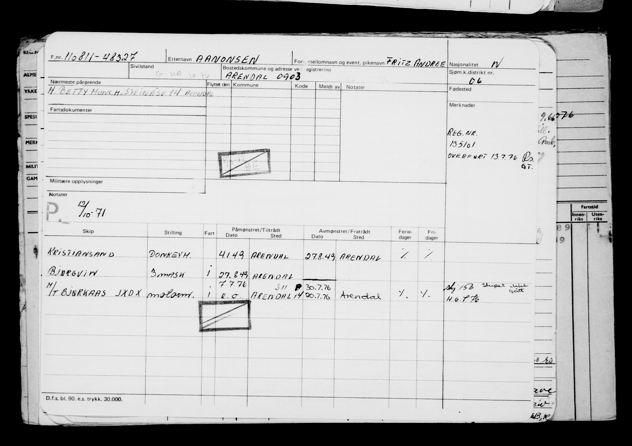 Direktoratet for sjømenn, AV/RA-S-3545/G/Gb/L0099: Hovedkort, 1911, s. 188