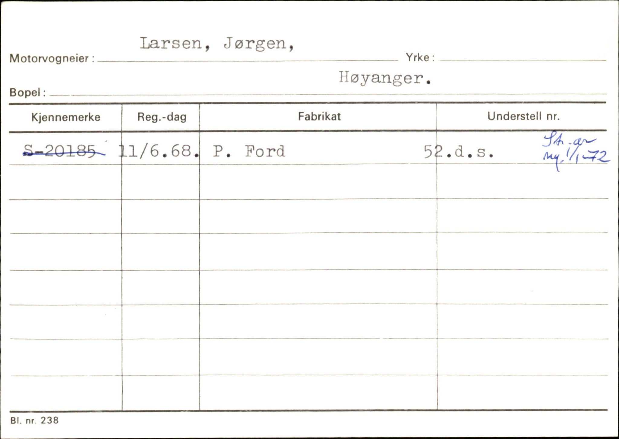 Statens vegvesen, Sogn og Fjordane vegkontor, AV/SAB-A-5301/4/F/L0130: Eigarregister Eid T-Å. Høyanger A-O, 1945-1975, s. 1931