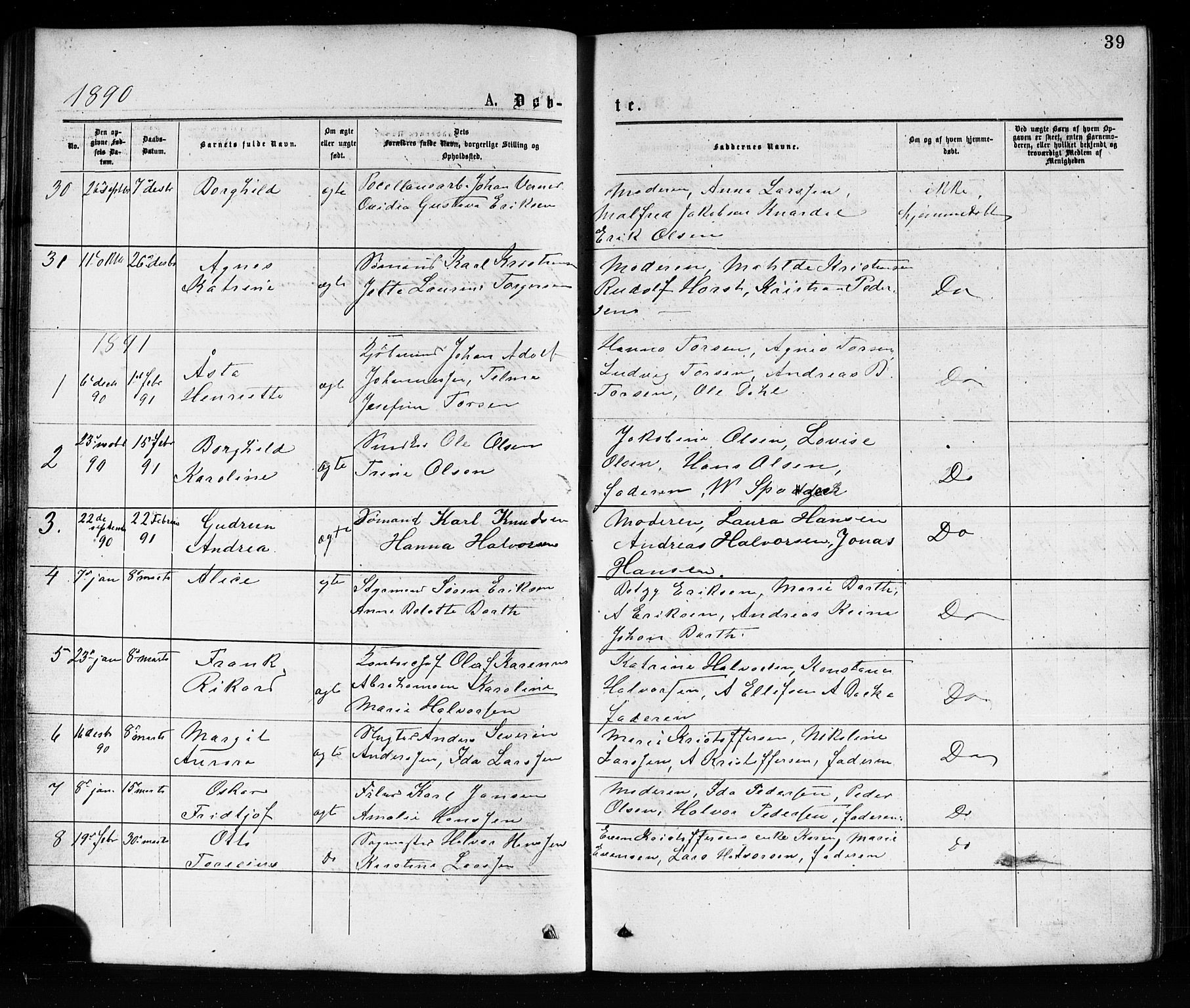 Porsgrunn kirkebøker , AV/SAKO-A-104/G/Ga/L0003: Klokkerbok nr. I 3, 1877-1915, s. 39