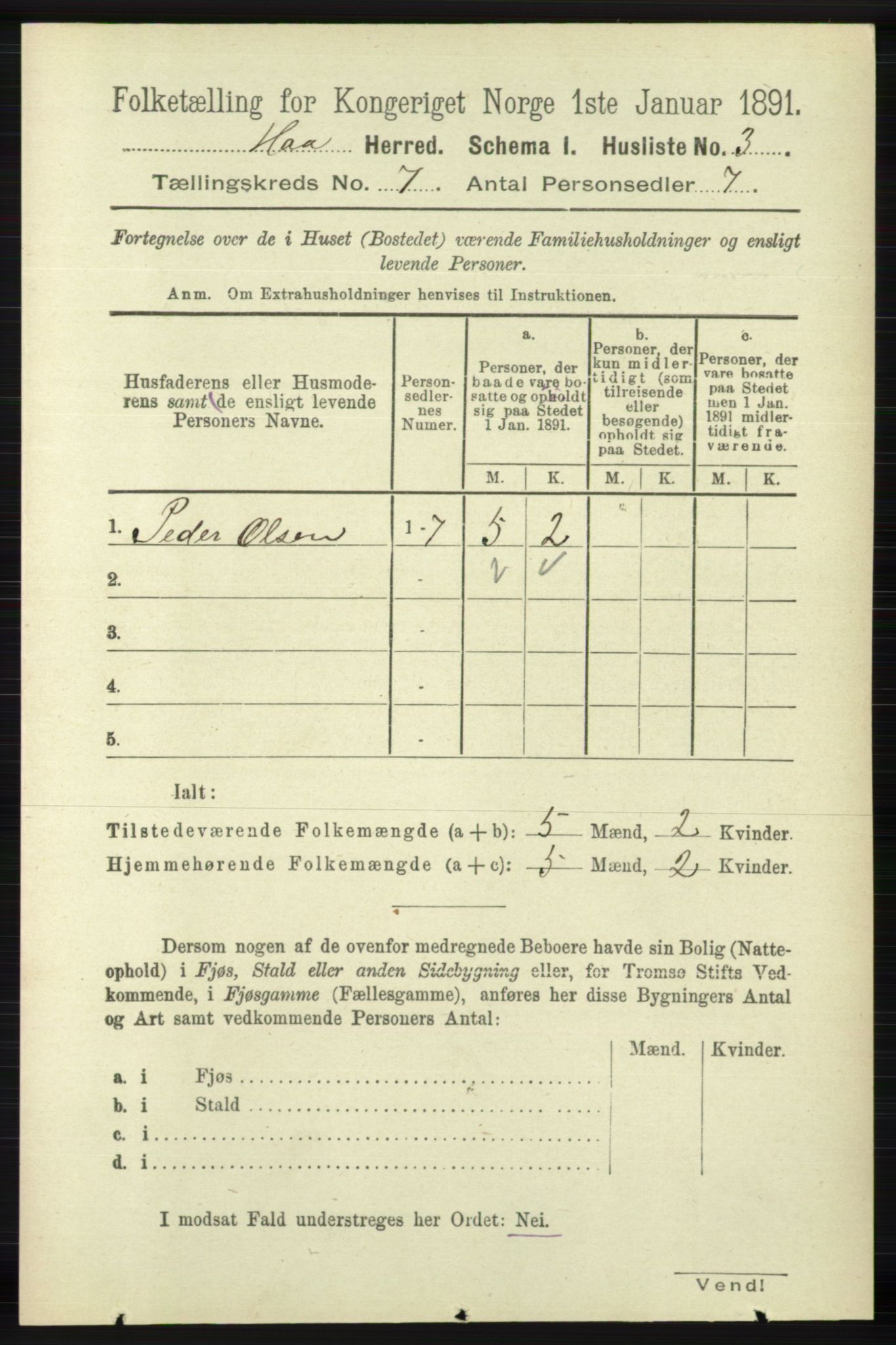 RA, Folketelling 1891 for 1119 Hå herred, 1891, s. 1894